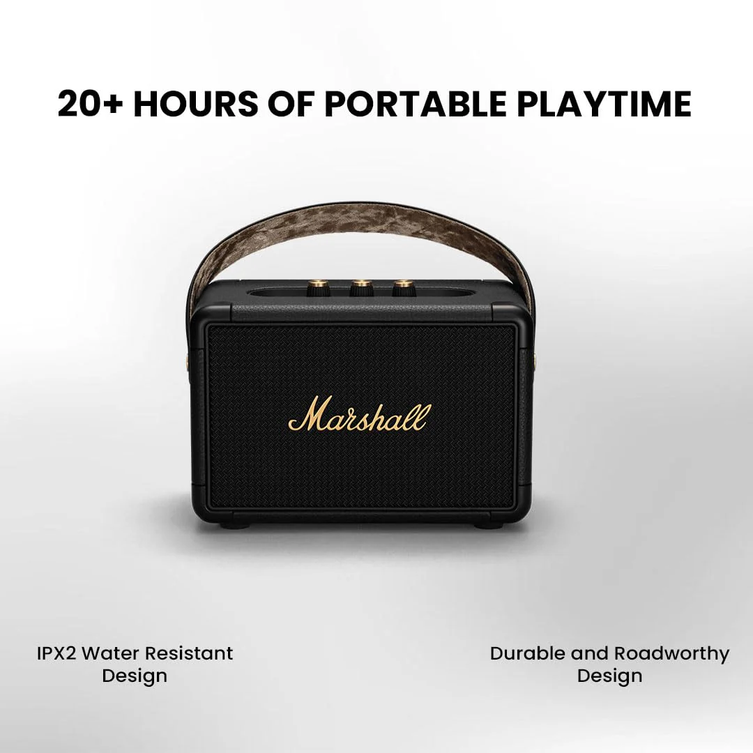 Marshall Kilburn II 36W Portable Bluetooth Speaker - Black & Brass - Image 2