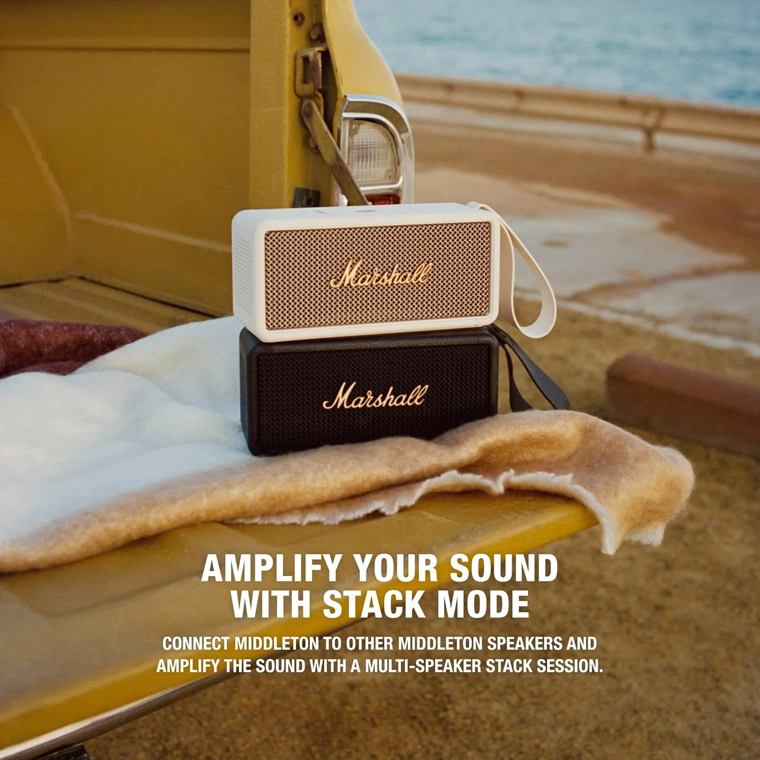 Marshall Middleton Portable Bluetooth Speaker with 20+ Hours of Portable Playtime, 360° Sound, Dust & Waterproof (IP67) - Black & Brass - Image 5