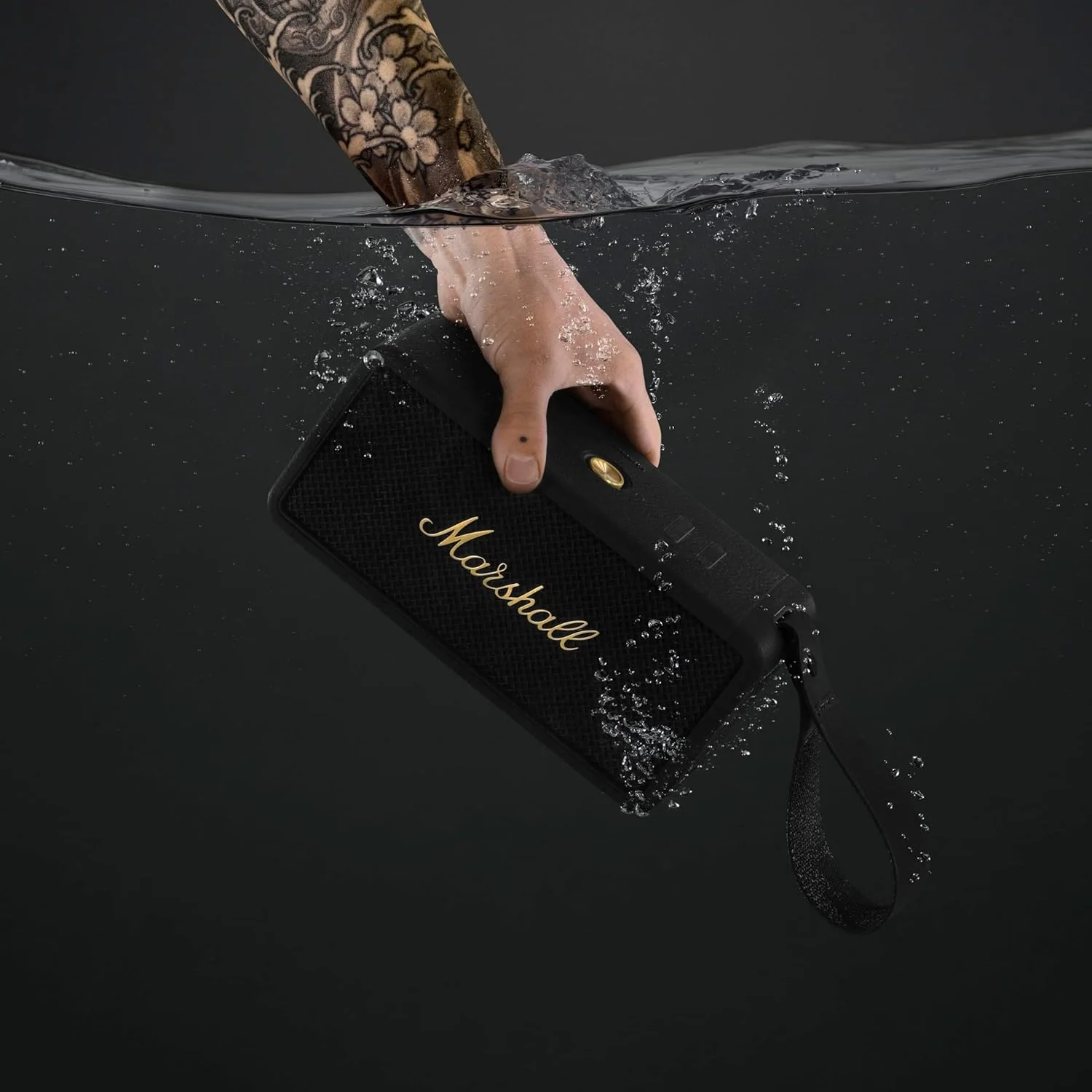 Marshall Middleton Portable Bluetooth Speaker with 20+ Hours of Portable Playtime, 360° Sound, Dust & Waterproof (IP67) - Black & Brass - Image 8