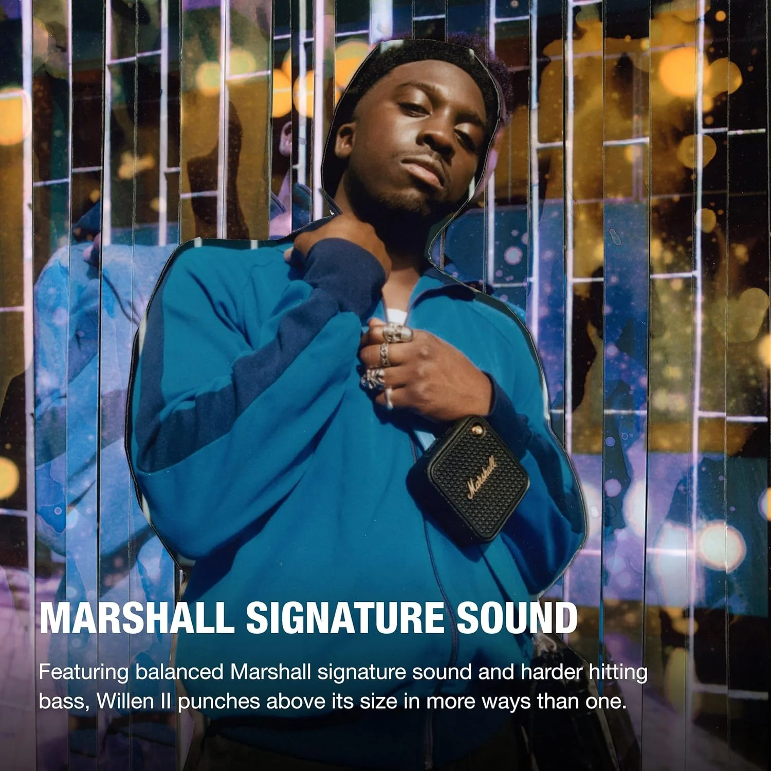 Marshall Willen II Portable Bluetooth Speaker with 17+ Hours of Portable Playtime, Dust & Waterproof (IP67) - Black & Brass - Image 2