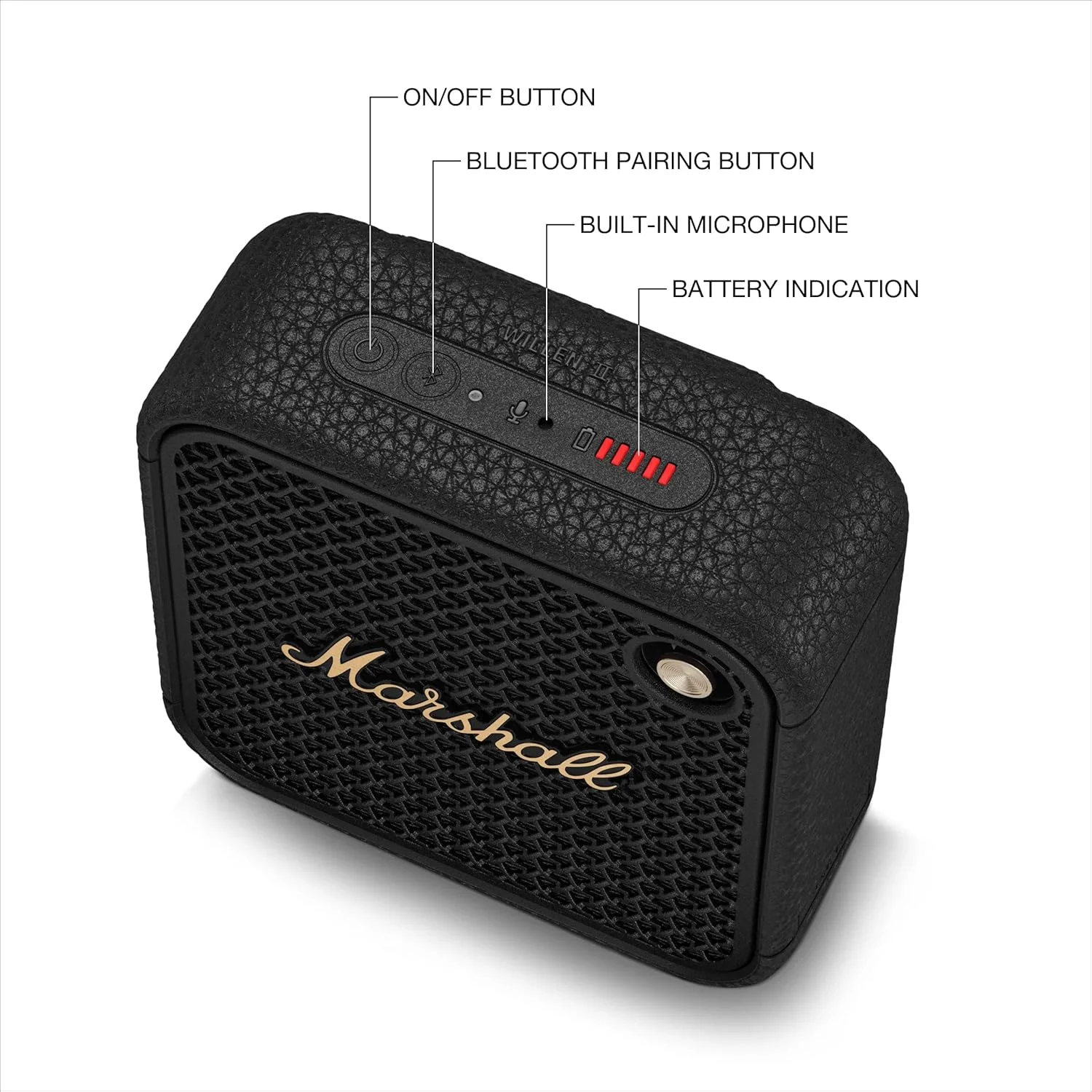 Marshall Willen II Portable Bluetooth Speaker with 17+ Hours of Portable Playtime, Dust & Waterproof (IP67) - Black & Brass - Image 6