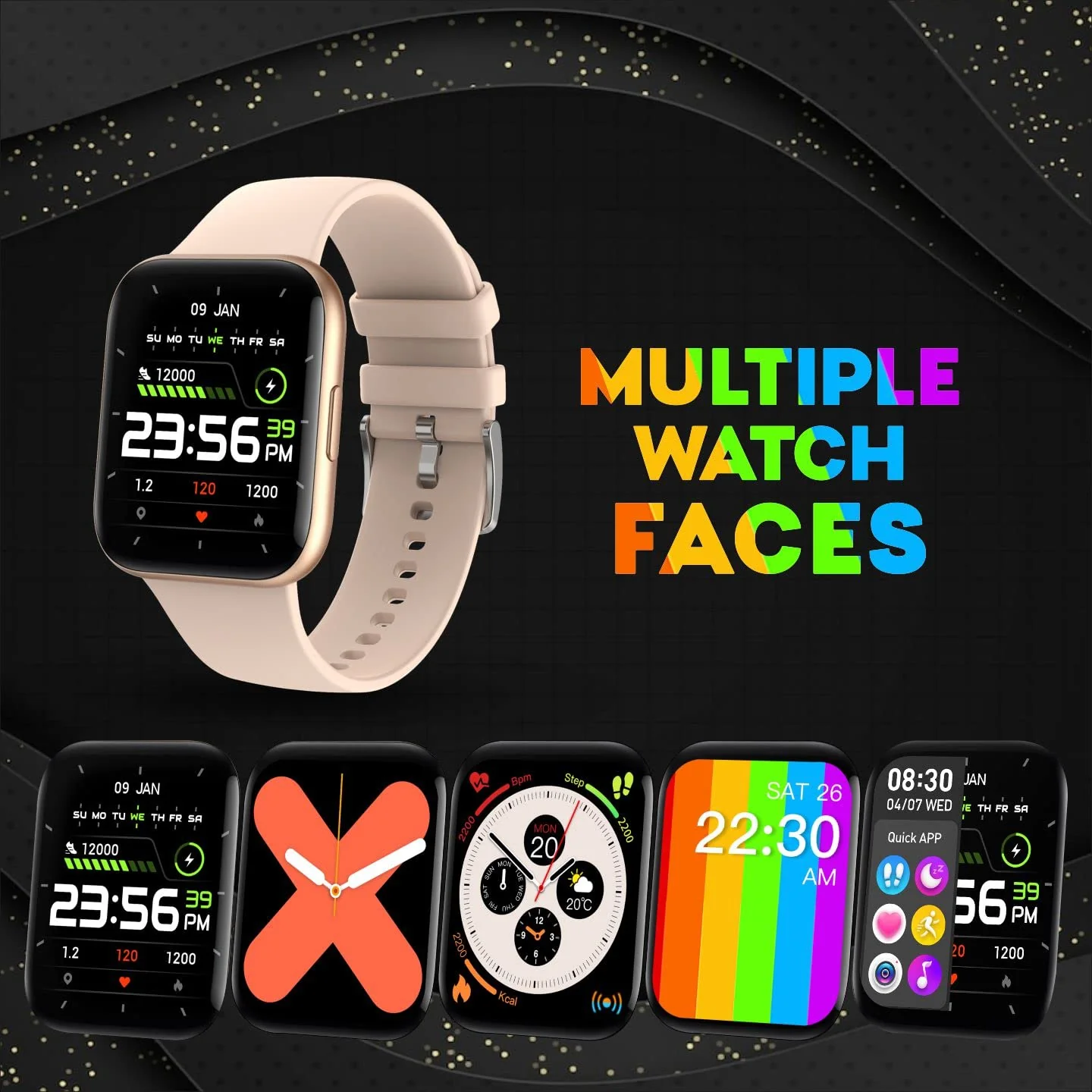 Maxx SX25 Ace Smartwatch - 1.69" Display, Bluetooth, 100+ Sports Modes, Health Suite, Voice Assistance, Includes 2 Bonus Straps (Rose Glod) - Image 7