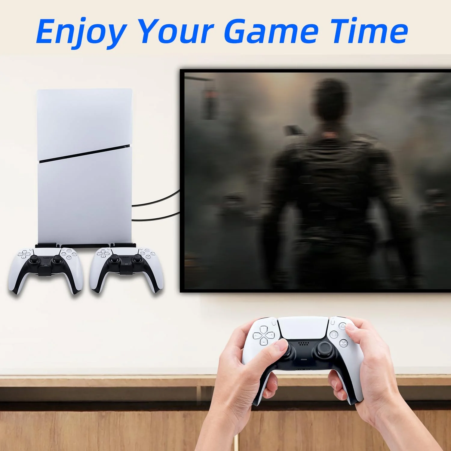 Mcbazel Wall Mount Kit for PS5 Slim Disc and Digital Edition Only, Wall Mount Stand with Controller Holder, Wall Mount Vertical Stand for PS5 Slim Console - Black - Image 8