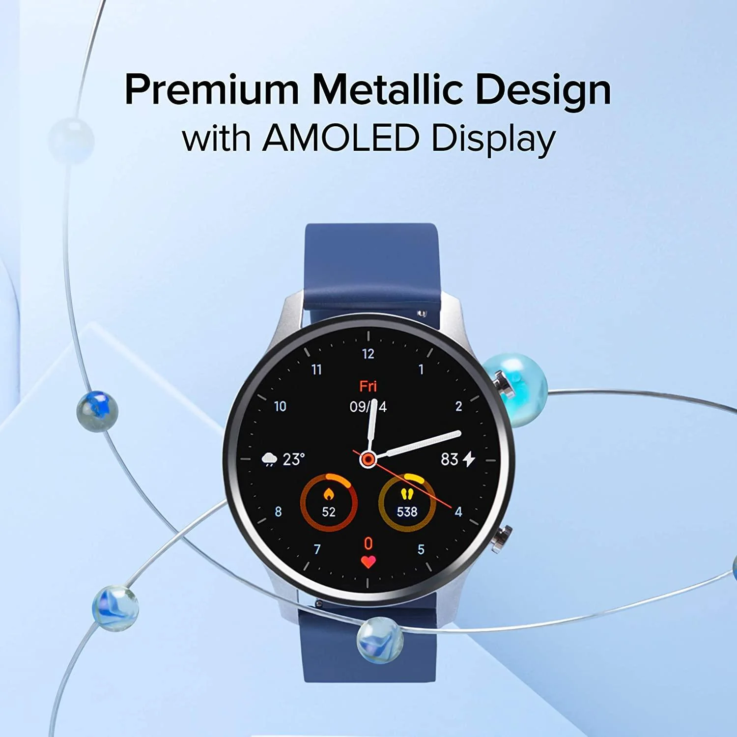 Mi Watch Revolve,1.39 AMOLED Screen,5ATM Water Resistant,VO2 Max,First Beat Motion Algorithm,Stress & Sleep Management, Midnight Black - Image 2