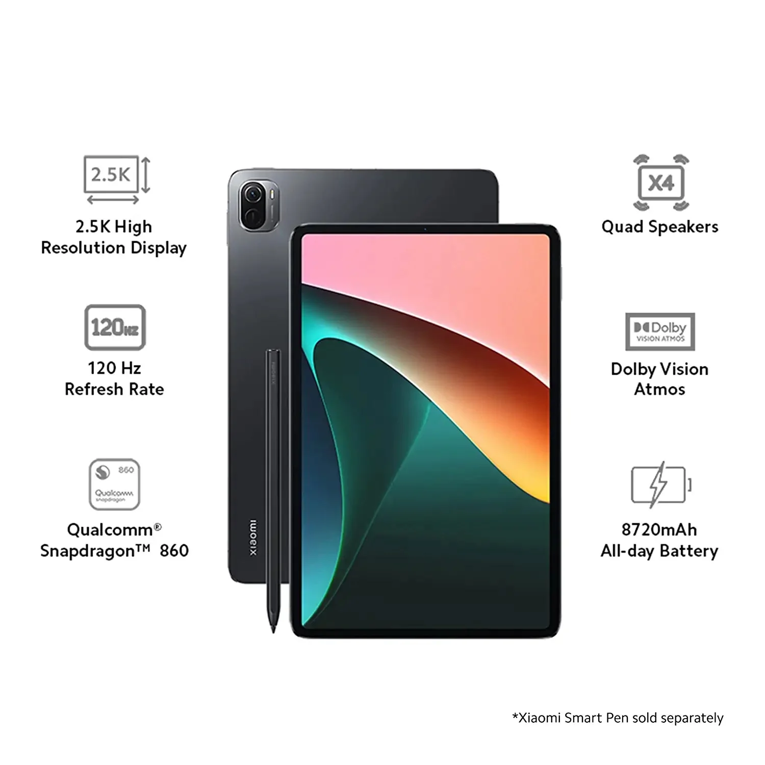 Mi Xiaomi Pad 5 Snapdragon 860 2.5K Resolution, 120Hz Refresh Rate Wi-Fi Tablet, Cosmic Gray - Image 7