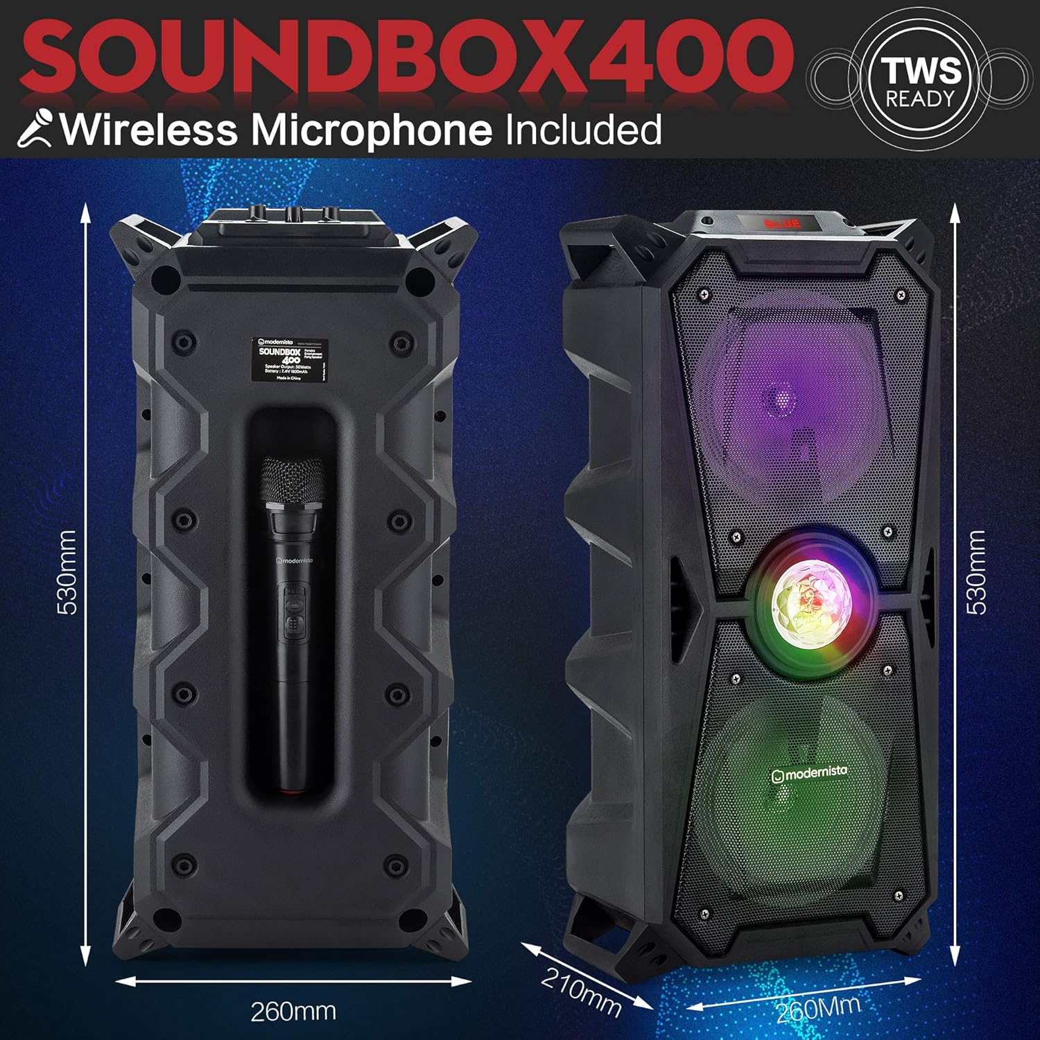 Modernista Sound Box 400 50 Watt Truly Wireless Bluetooth Portable Outdoor Speaker (Black) - Image 11