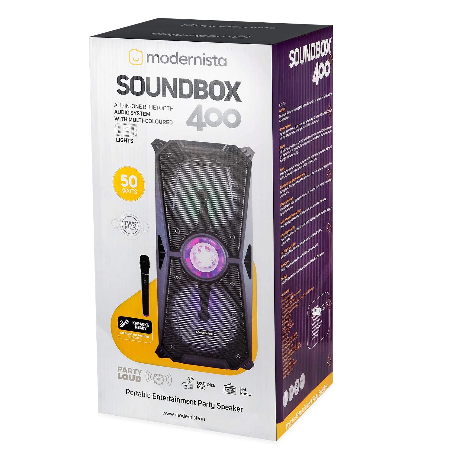 Modernista Sound Box 400 50 Watt Truly Wireless Bluetooth Portable Outdoor Speaker (Black) - Image 13