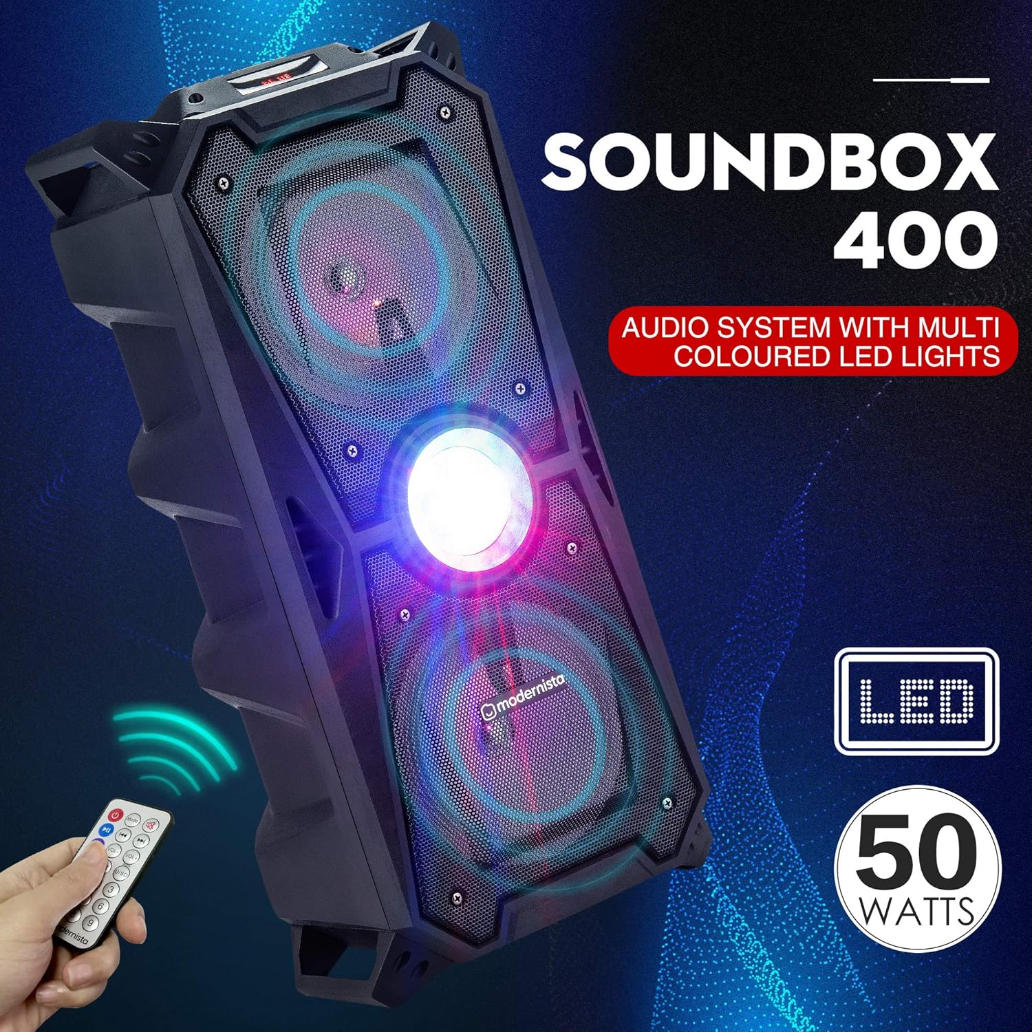 Modernista Sound Box 400 50 Watt Truly Wireless Bluetooth Portable Outdoor Speaker (Black) - Image 2