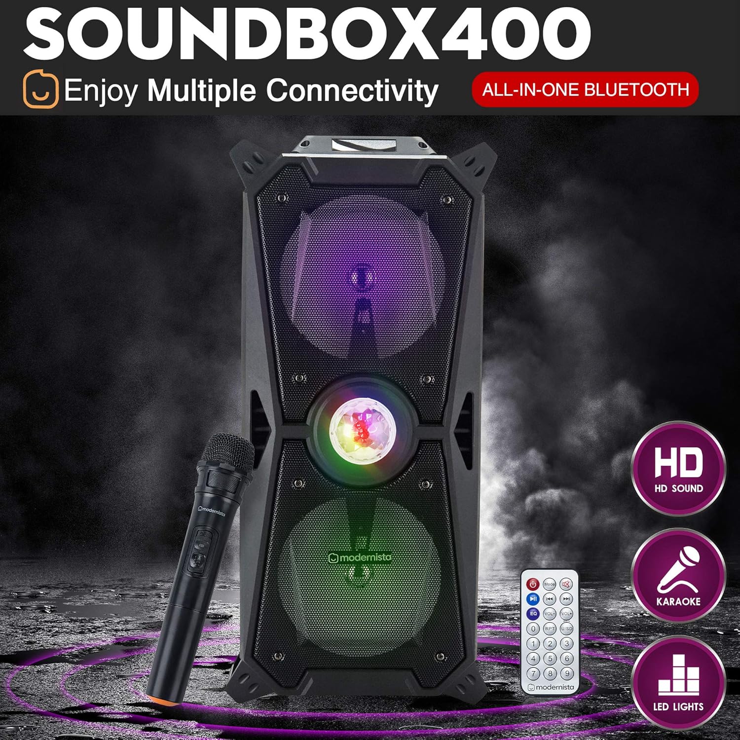 Modernista Sound Box 400 50 Watt Truly Wireless Bluetooth Portable Outdoor Speaker (Black) - Image 3