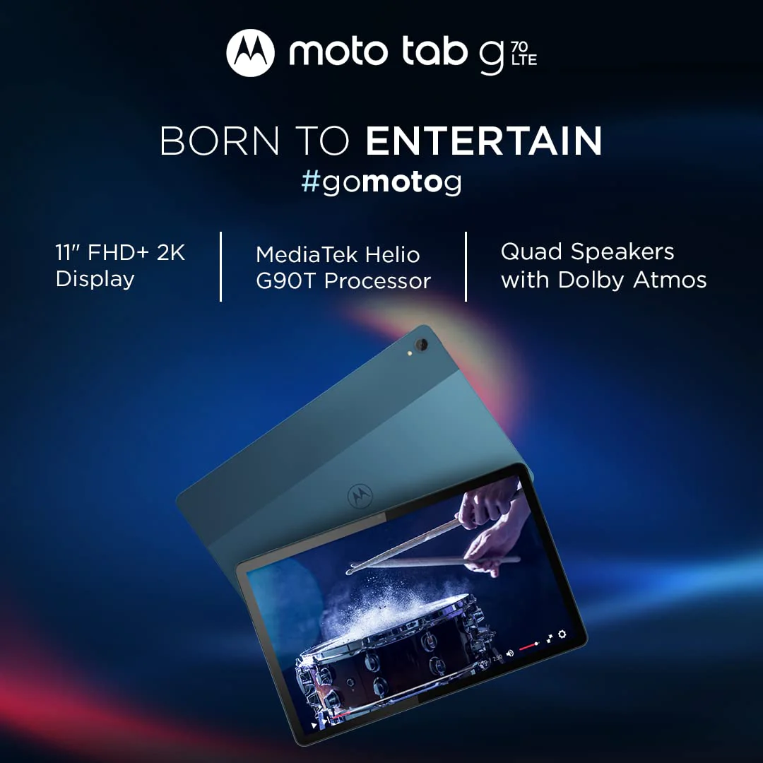MOTOROLA tab g70 LTE 11 inch with Wi-Fi+4G Tablet (Modernist Teal) - Image 6