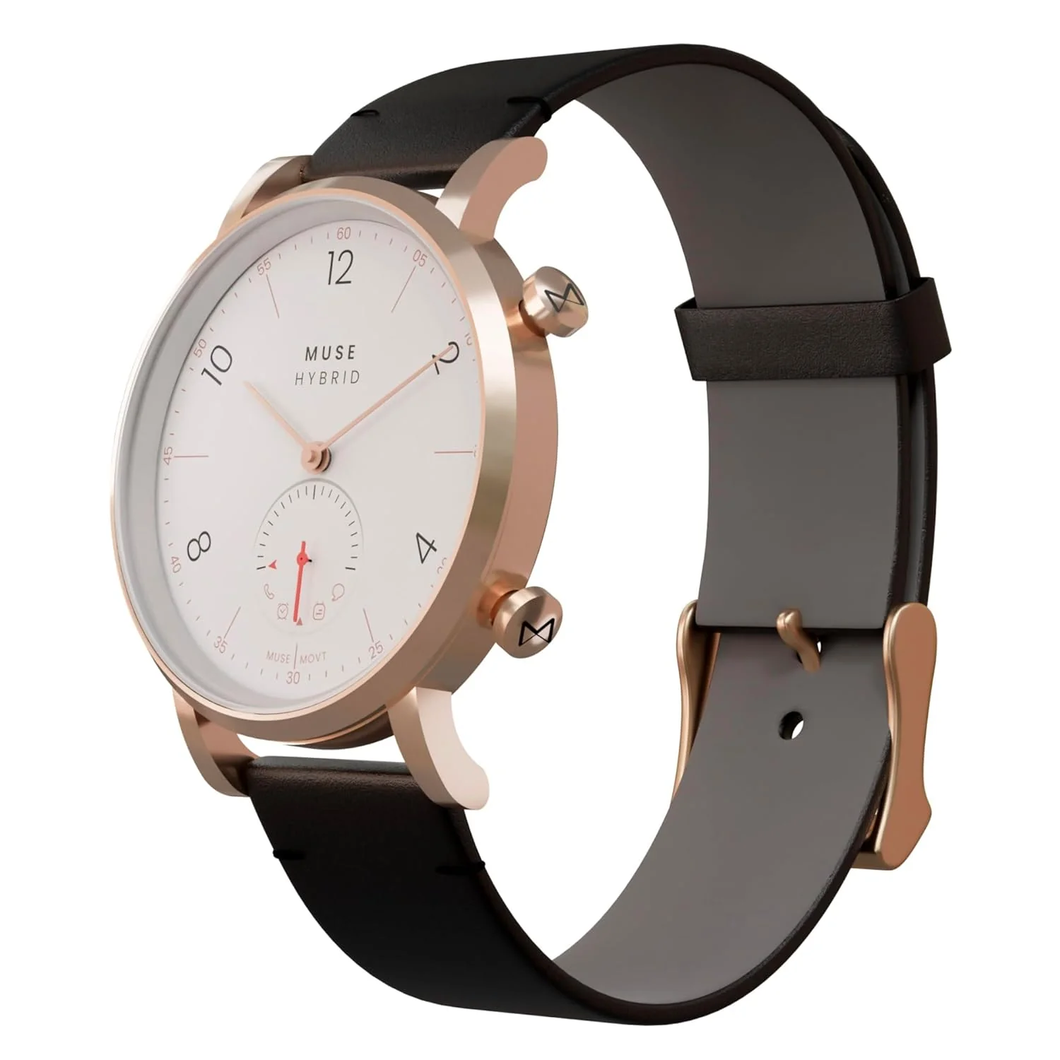 Muse Modernist Hybrid Smartwatch for Men & Women with Bluetooth Connectivity, Step Counter, Sleep Monitoring, 5ATM Water Resistant, 1 Year Battery Life (40MM, Rose Gold White, Smart Watch) - Image 2