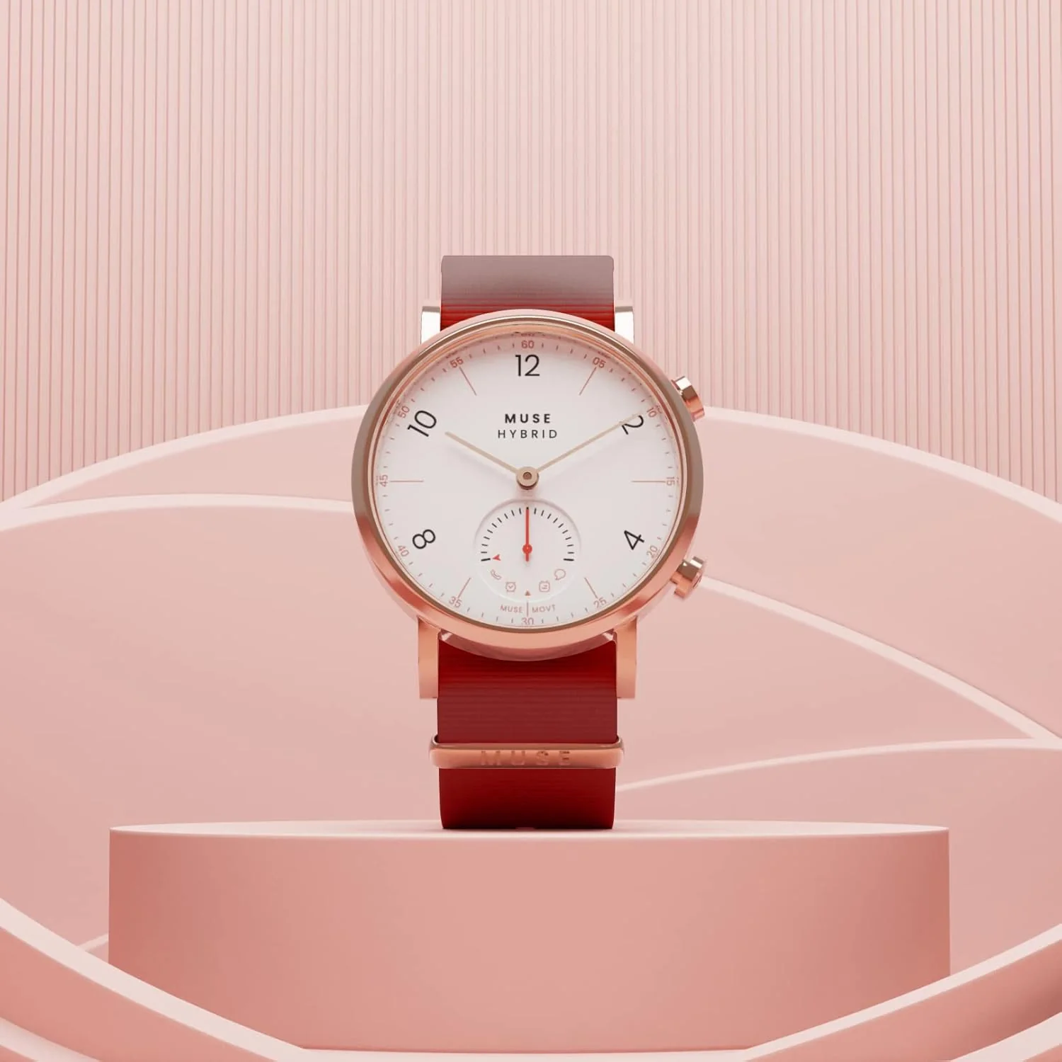 Muse Modernist Hybrid Smartwatch for Men & Women with Bluetooth Connectivity, Step Counter, Sleep Monitoring, 5ATM Water Resistant, 1 Year Battery Life (40MM, Rose Gold White, Smart Watch) - Image 3