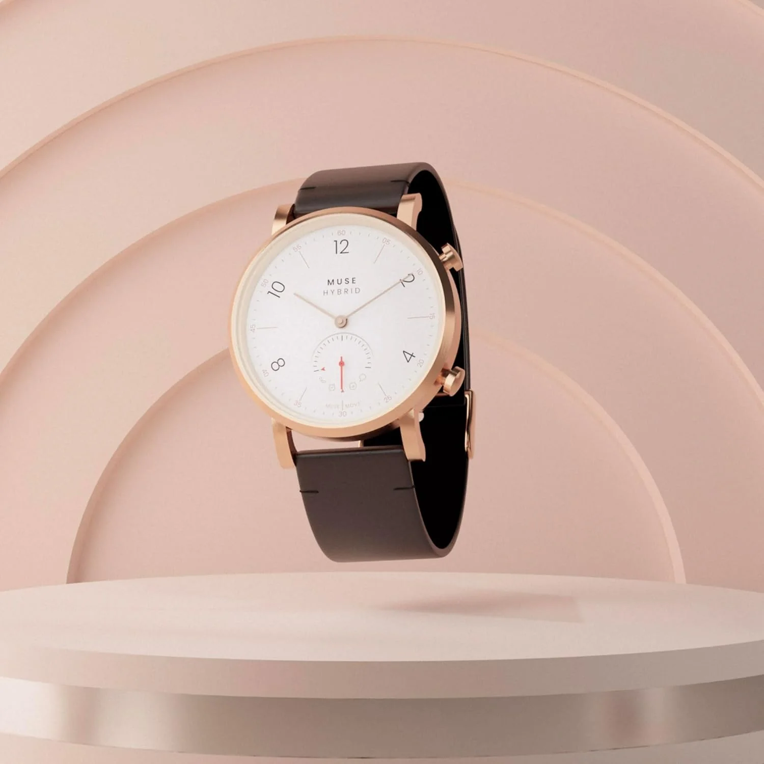 Muse Modernist Hybrid Smartwatch for Men & Women with Bluetooth Connectivity, Step Counter, Sleep Monitoring, 5ATM Water Resistant, 1 Year Battery Life (40MM, Rose Gold White, Smart Watch) - Image 4