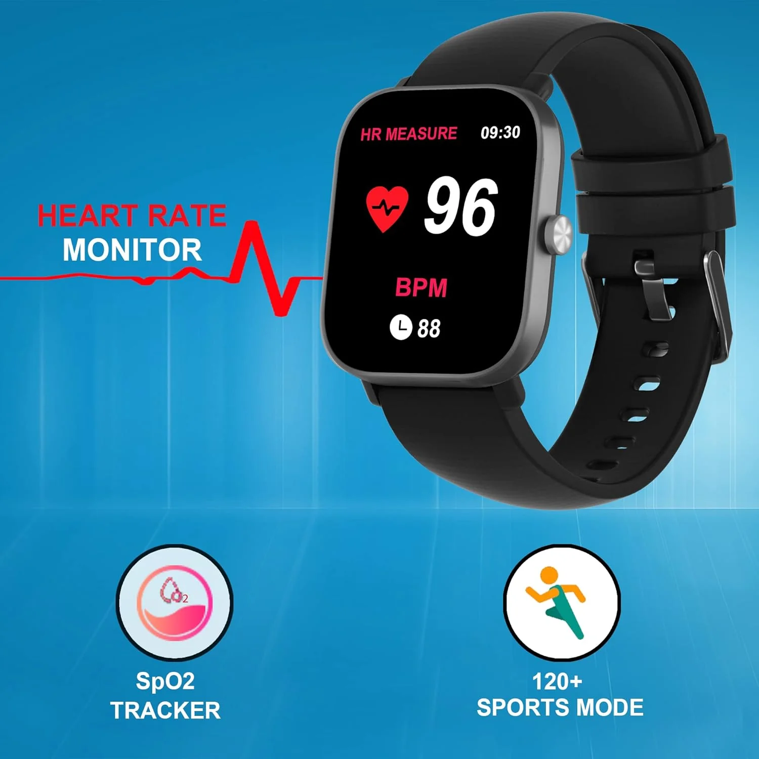 Mustard Tempo Smart Watch with 1.69" HD Display, Water Proof IP68, 120+ Sports Mode, Multiple Watch Faces, Dedicated Spo2, Android + iOS, Dynamic Heart Rate Analysis, Notifications (Black) - Image 5