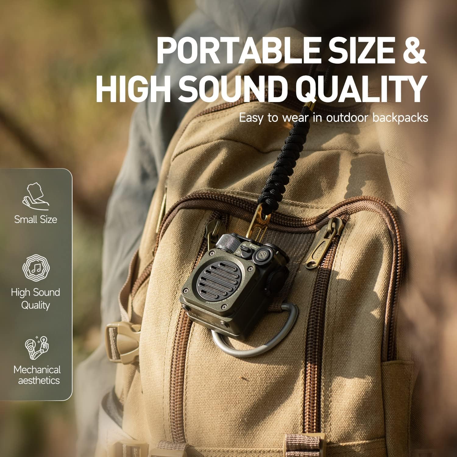 Muzen Wild Mini Rugged Portable Wireless Bluetooth Speaker 5.0 | Without Gift Box| Upto 8hrs Playback Time| IPX5 Waterproof| Party Boost| for Home, Party, Travel Purpose| Flashlight Modes - Image 3