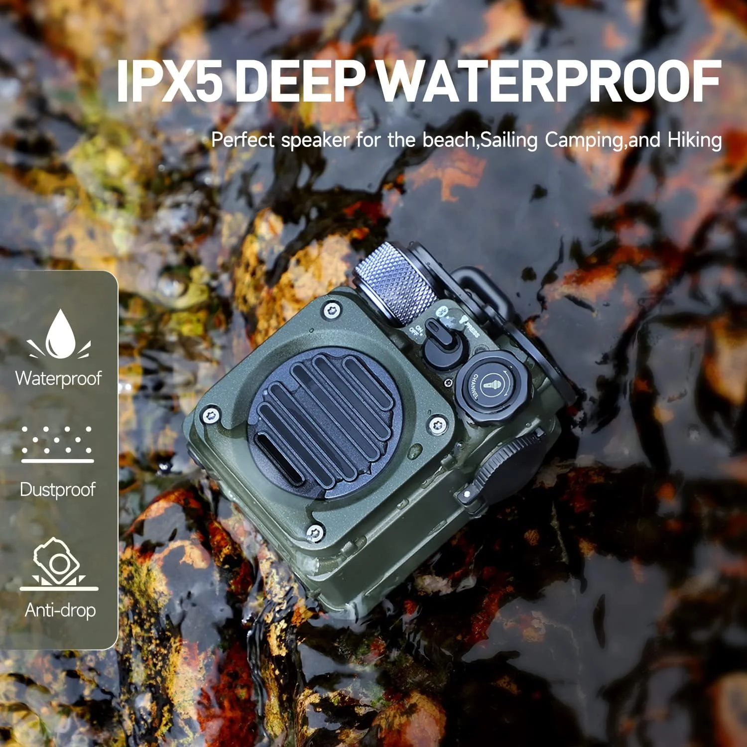 Muzen Wild Mini Rugged Portable Wireless Bluetooth Speaker 5.0 | Without Gift Box| Upto 8hrs Playback Time| IPX5 Waterproof| Party Boost| for Home, Party, Travel Purpose| Flashlight Modes - Image 5