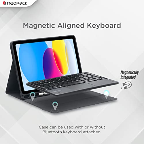 Neopack Keyboard Folio Case with Trackpad for iPad 10.9", Fits: 10th Gen & iPad A16 Model, Fits: 11th Gen (Black) - Image 2