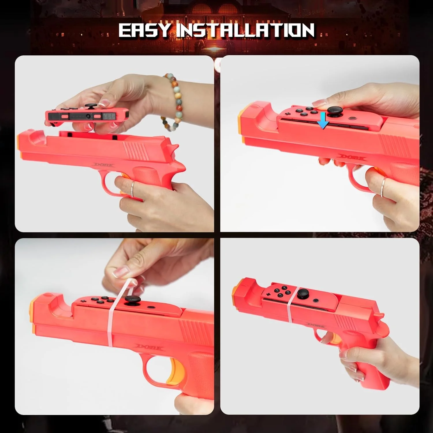 New World Shooting Game Gun Controller Compatible with Switch/Switch OLED Joy-Con, Hand Grip Motion Controller for Nin-tendo Switch Shooter Hunting Games (Blue + Red) - Image 4