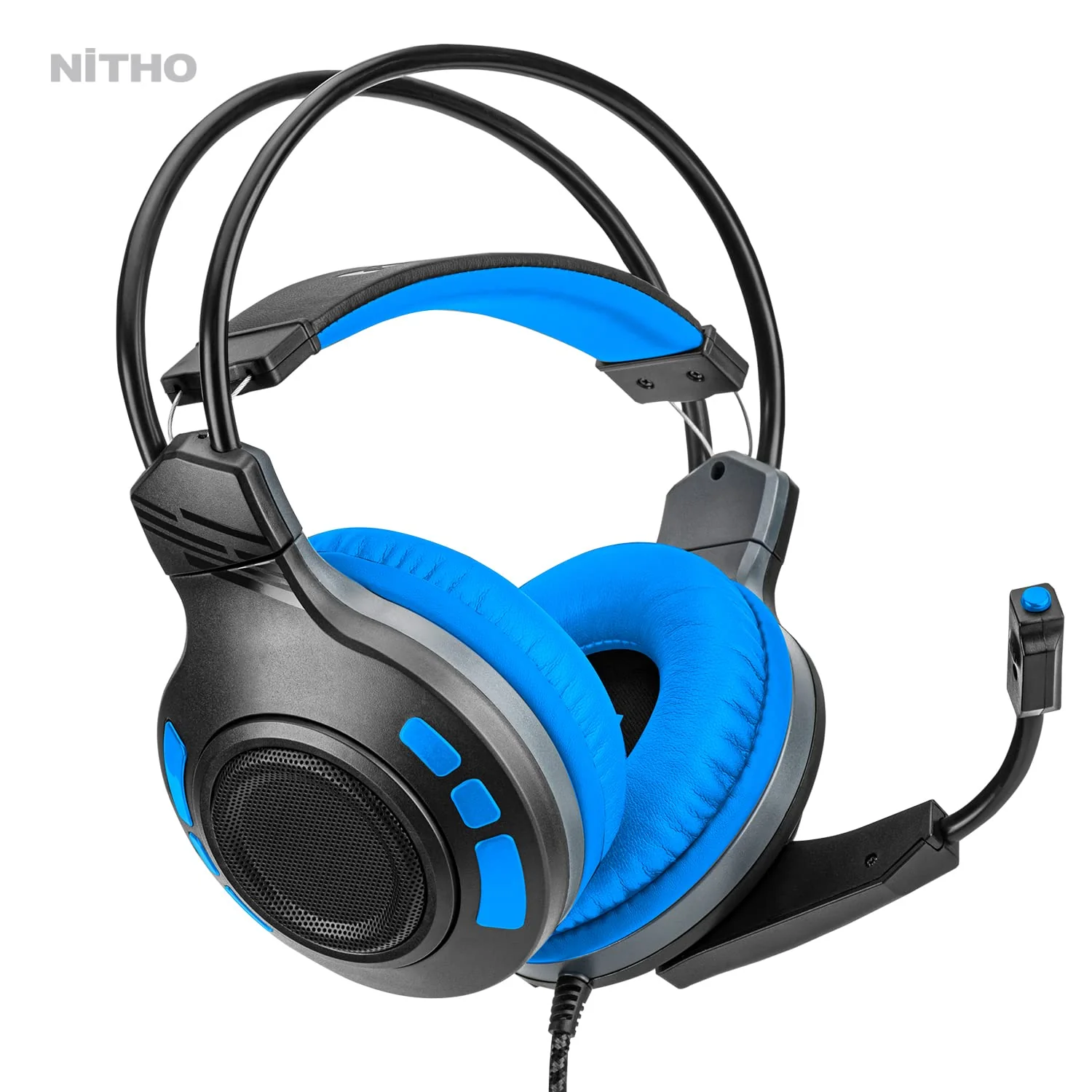 Nitho Atlas Gaming Headset with Microphone, Over-Ear Stereo Headphones for Xbox Series X|S, Xbox One, PS5, PS4, Nintendo Switch, PC, Mobile, 3.5 mm Audio Jack, 50 mm Drivers - Blue - Image 2