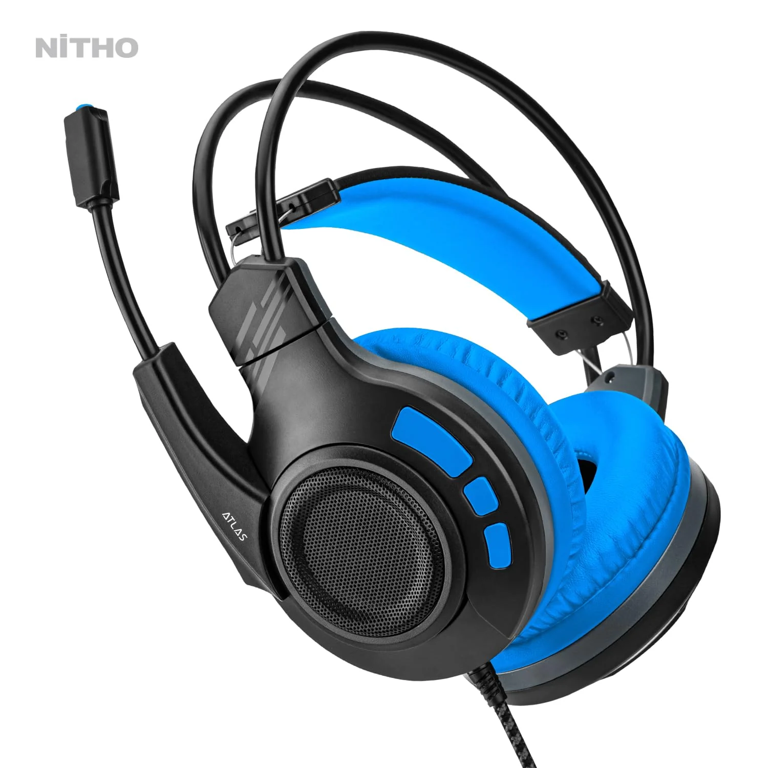 Nitho Atlas Gaming Headset with Microphone, Over-Ear Stereo Headphones for Xbox Series X|S, Xbox One, PS5, PS4, Nintendo Switch, PC, Mobile, 3.5 mm Audio Jack, 50 mm Drivers - Blue - Image 3