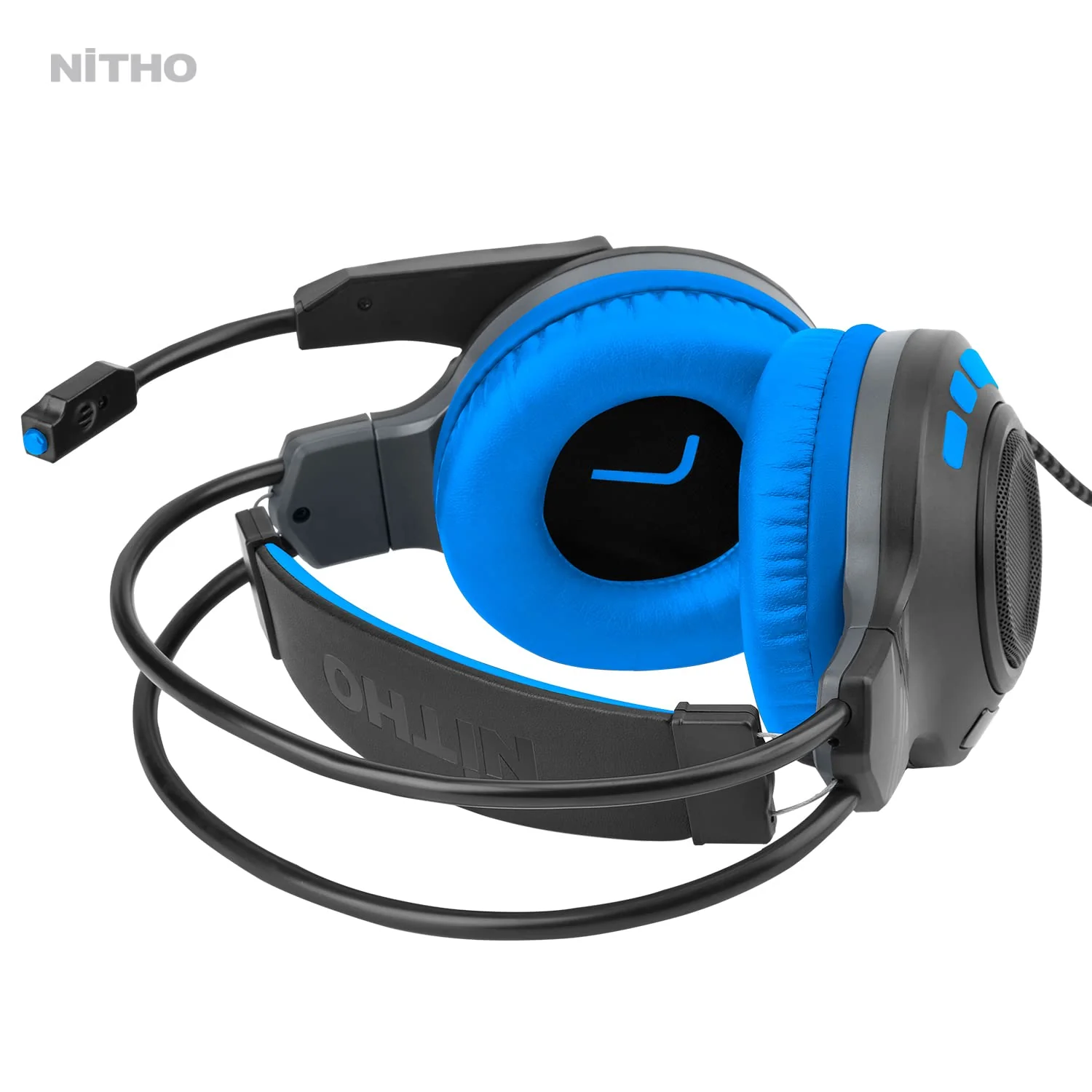 Nitho Atlas Gaming Headset with Microphone, Over-Ear Stereo Headphones for Xbox Series X|S, Xbox One, PS5, PS4, Nintendo Switch, PC, Mobile, 3.5 mm Audio Jack, 50 mm Drivers - Blue - Image 4
