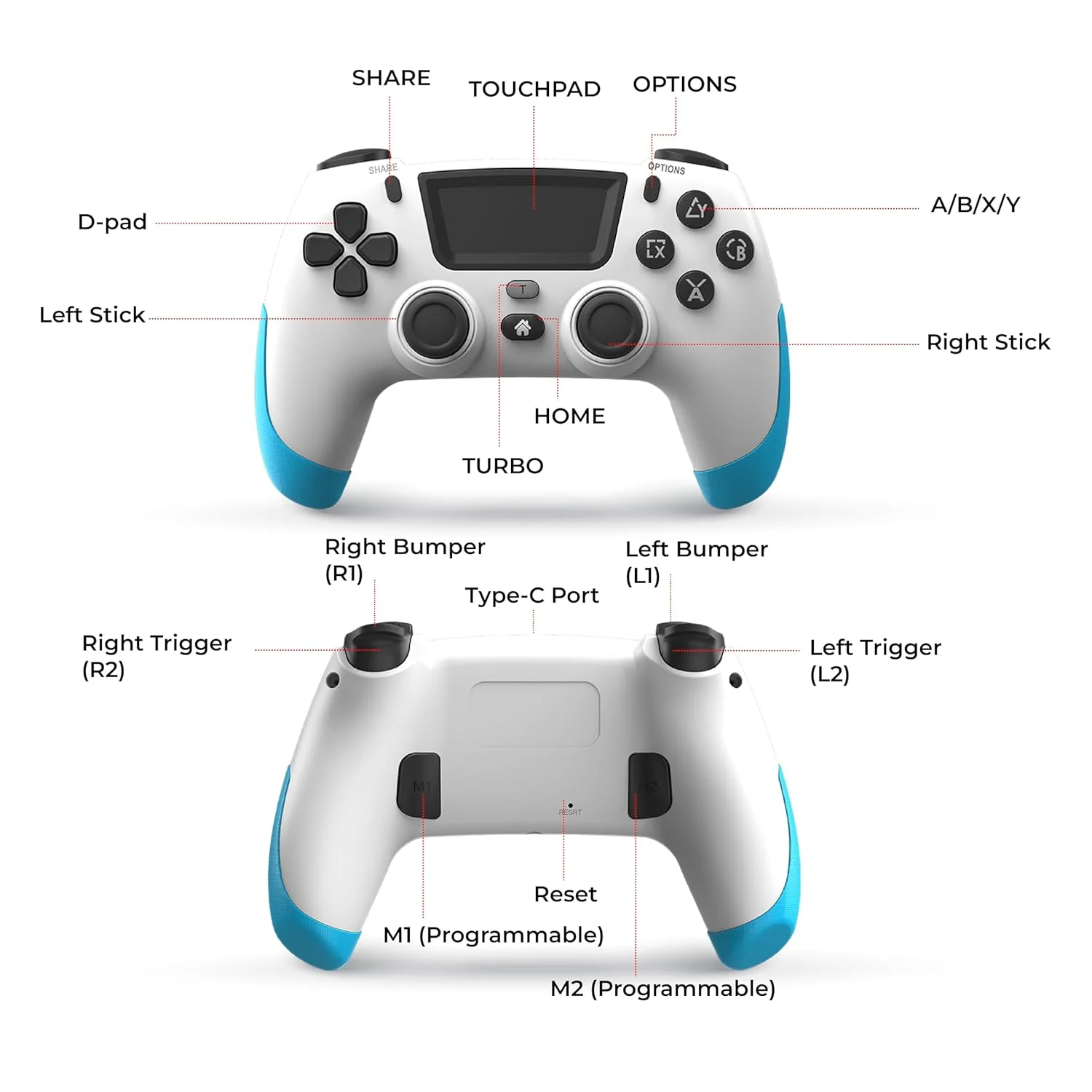 NITHO SMART PS Wireless Controller for PC, PS4, PS3, Android & iOS (Without Receiver) - Image 2