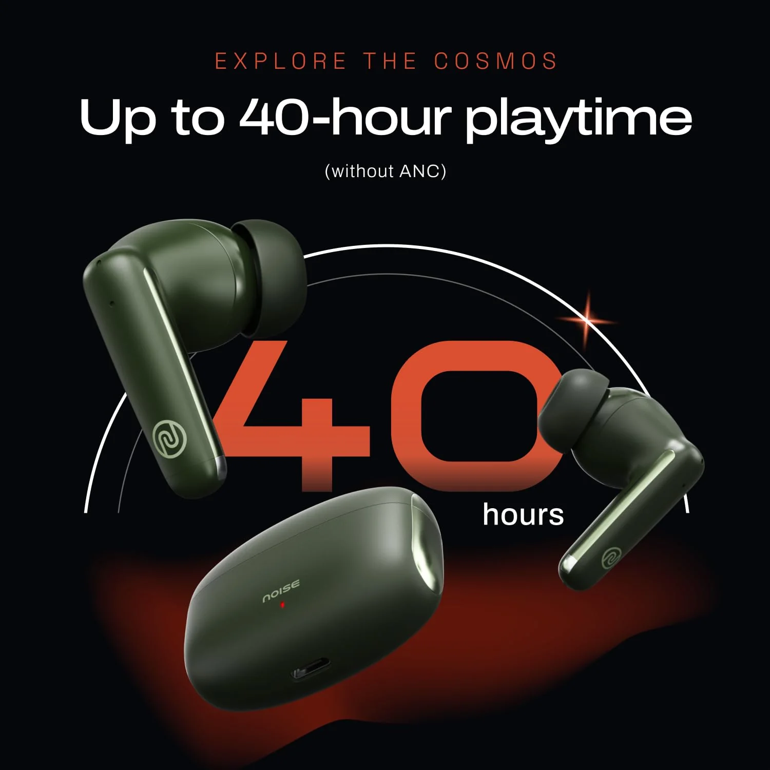 Noise Buds Venus Truly Wireless in-Ear Earbuds with ANC(Upto 30dB), 40H Playtime, Quad Mic with ENC, Instacharge(10 min=120 min), Low Latency(up to 45ms),10mm Driver (Galaxy Green) - Image 4
