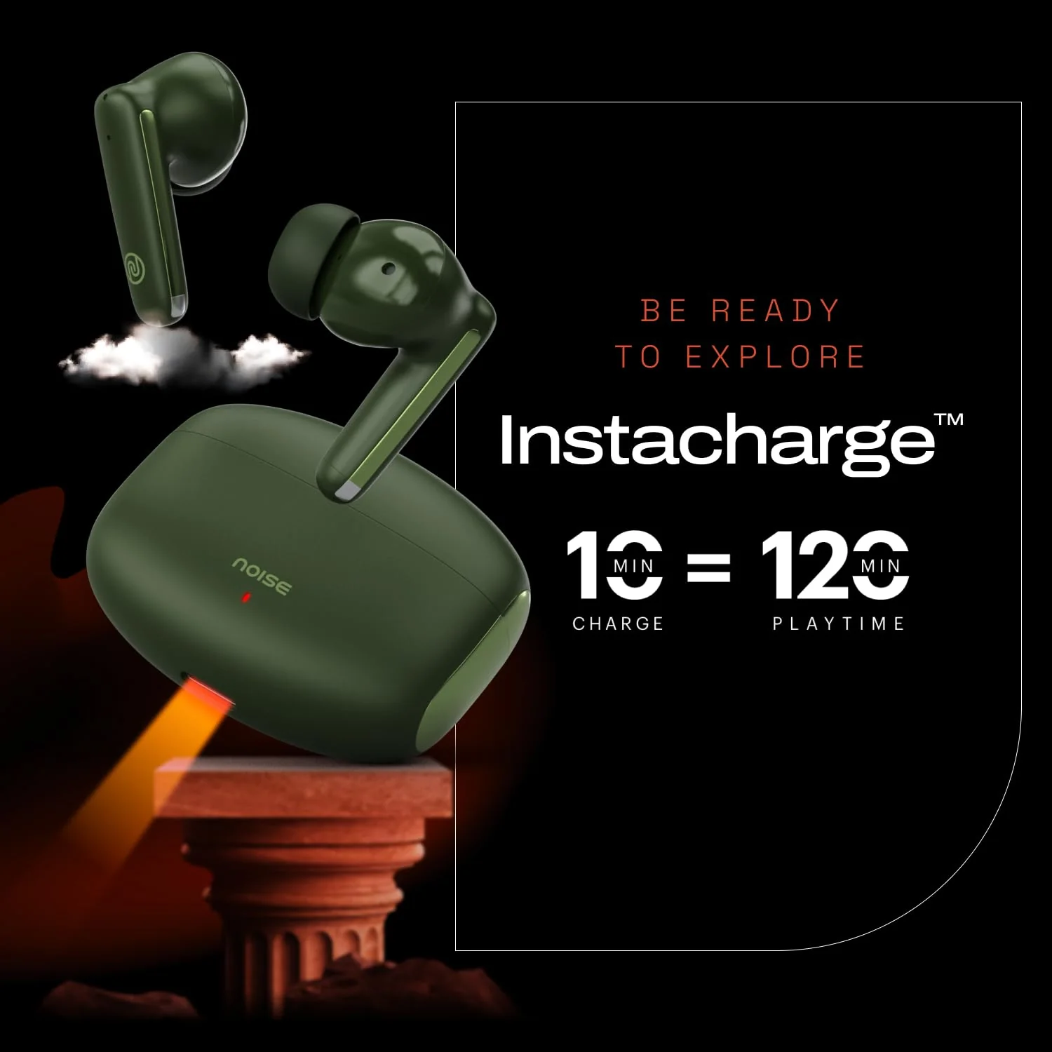 Noise Buds Venus Truly Wireless in-Ear Earbuds with ANC(Upto 30dB), 40H Playtime, Quad Mic with ENC, Instacharge(10 min=120 min), Low Latency(up to 45ms),10mm Driver (Galaxy Green) - Image 6