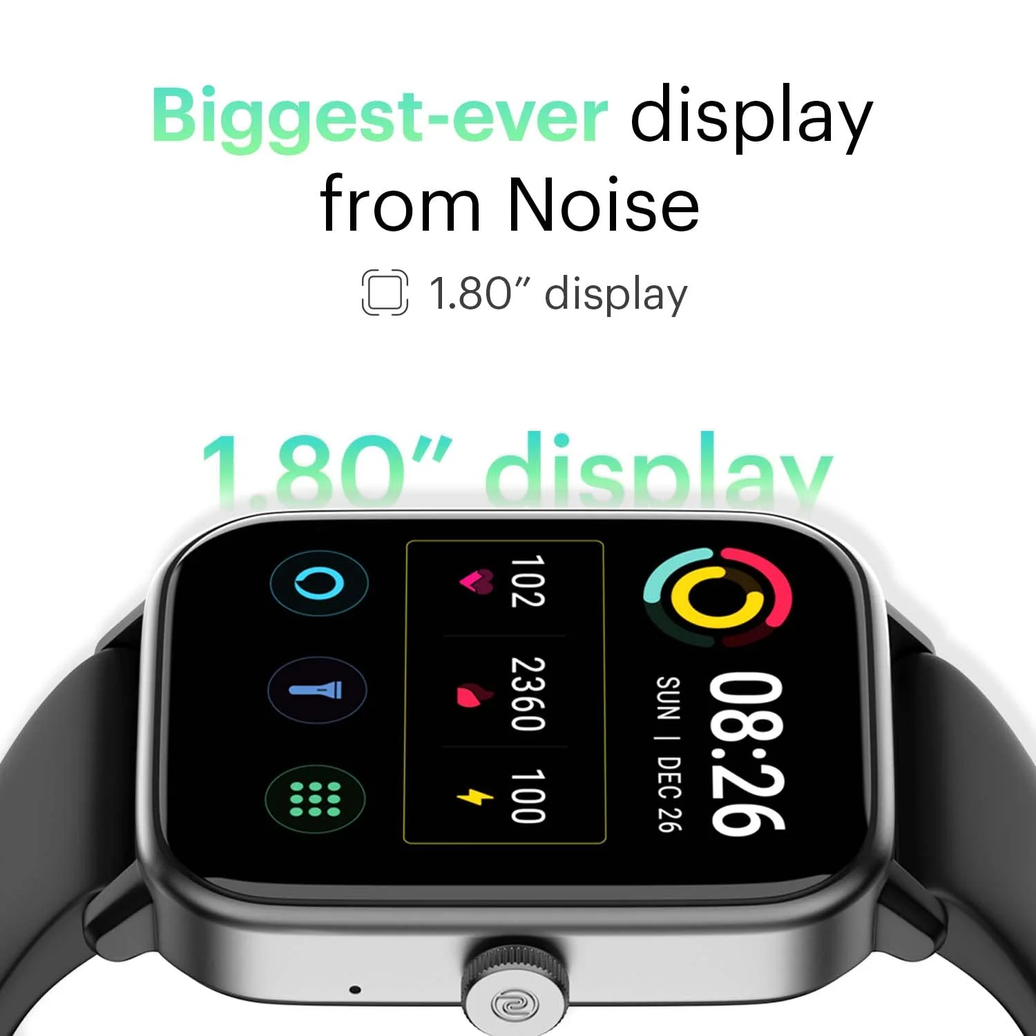 Noise ColorFit Pro 4 Max 1.8" Biggest Display, Bluetooth Calling Smart Watch, Built.in Alexa, 100 Sports Modes, Detection, Health & Productivity Suite (Jet Black) - Image 2