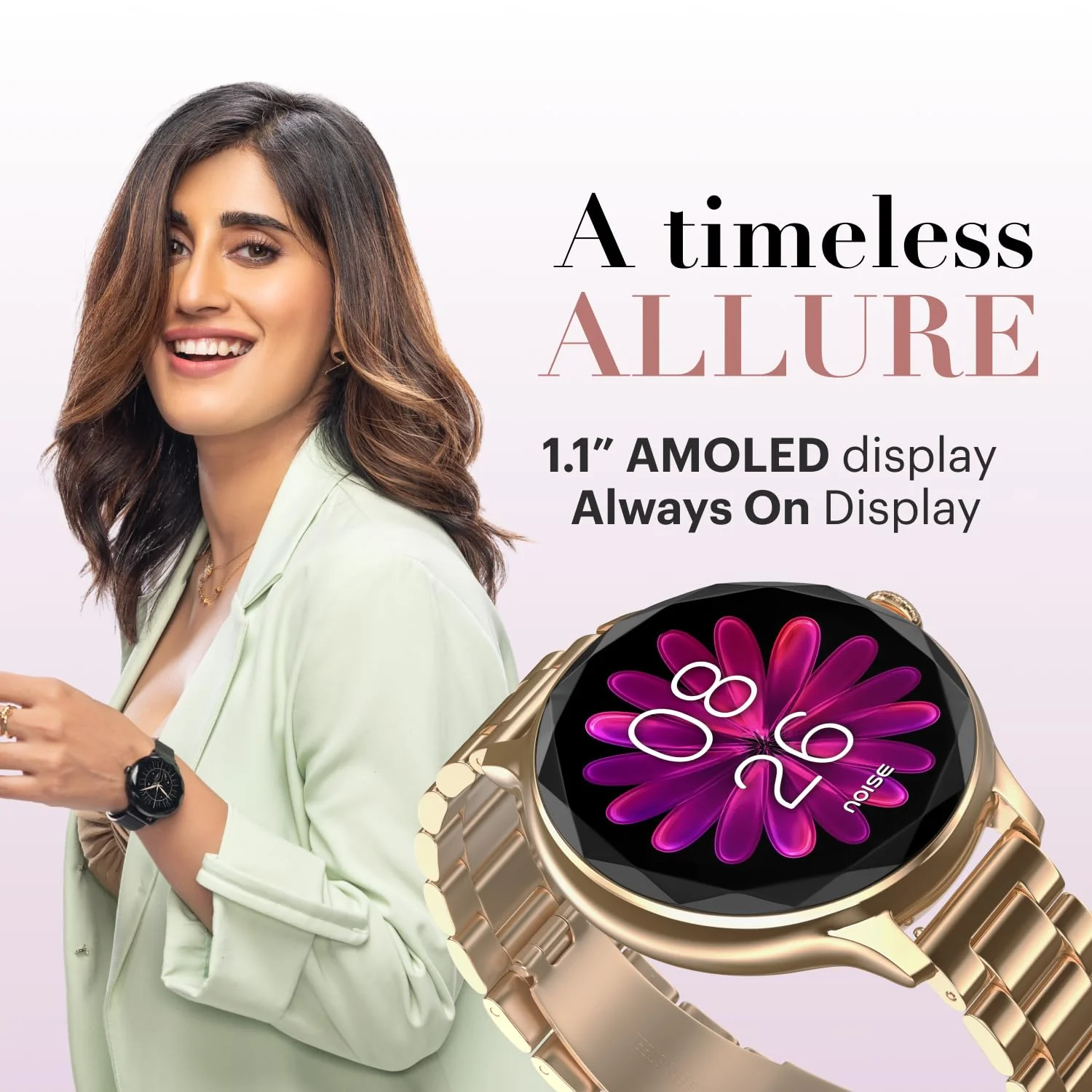 Noise Diva Smartwatch for Women with Diamond Cut Dial, Glossy Metallic Finish, AMOLED Display, New Metal Straps, 100+ Watch Faces, Female Cycle Tracker Smart Watch for Women - Image 6