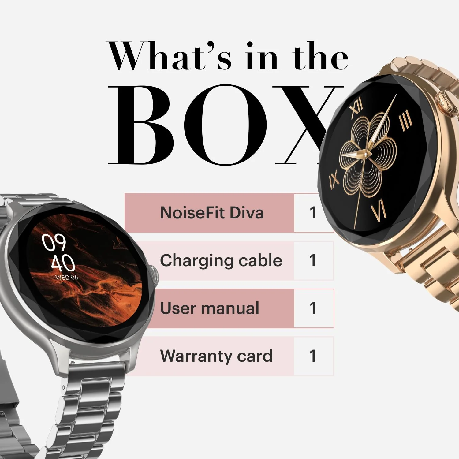Noise Diva Smartwatch for Women with Diamond Cut Dial, Glossy Metallic Finish, AMOLED Display, New Metal Straps, 100+ Watch Faces, Female Cycle Tracker Smart Watch for Women - Image 9