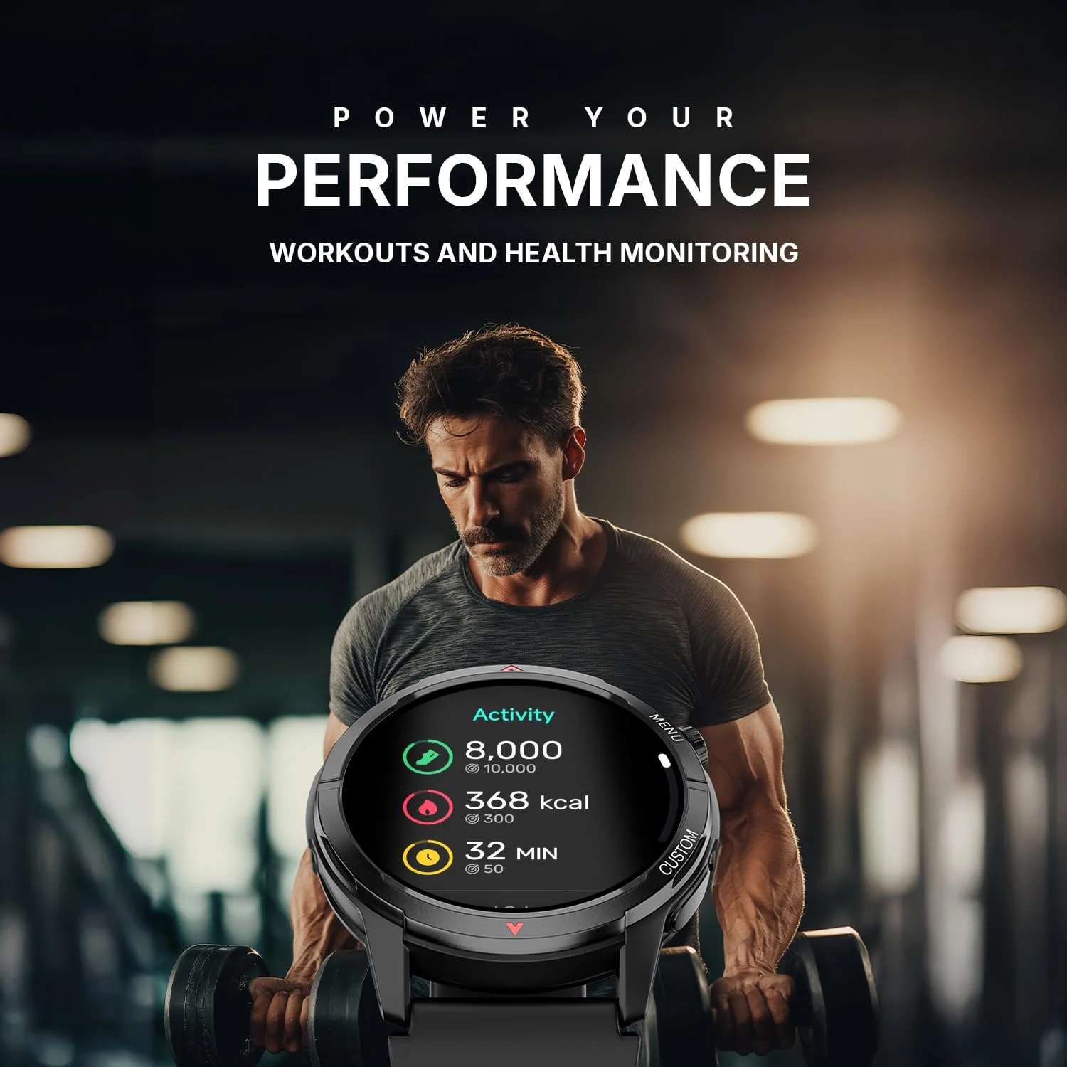 Noise Endeavour 2 Rugged Smart Watch – 1.46″ AMOLED Display, Built-in GPS, ABC Sensors, Up to 7-Day Battery, 5ATM Water Resistance, AI, Strava Integration, for iOS & Android (Jet Black) - Image 8