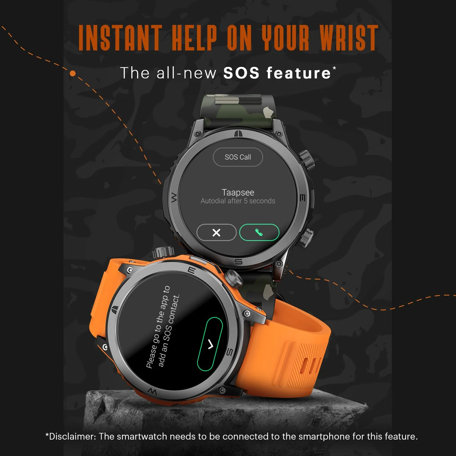 Noise Endeavour Rugged Design 1.46" AMOLED Display Smart Watch, BT Calling, SoS Feature, Rapid Health & 100+ Sports Modes- (Black) - Image 4