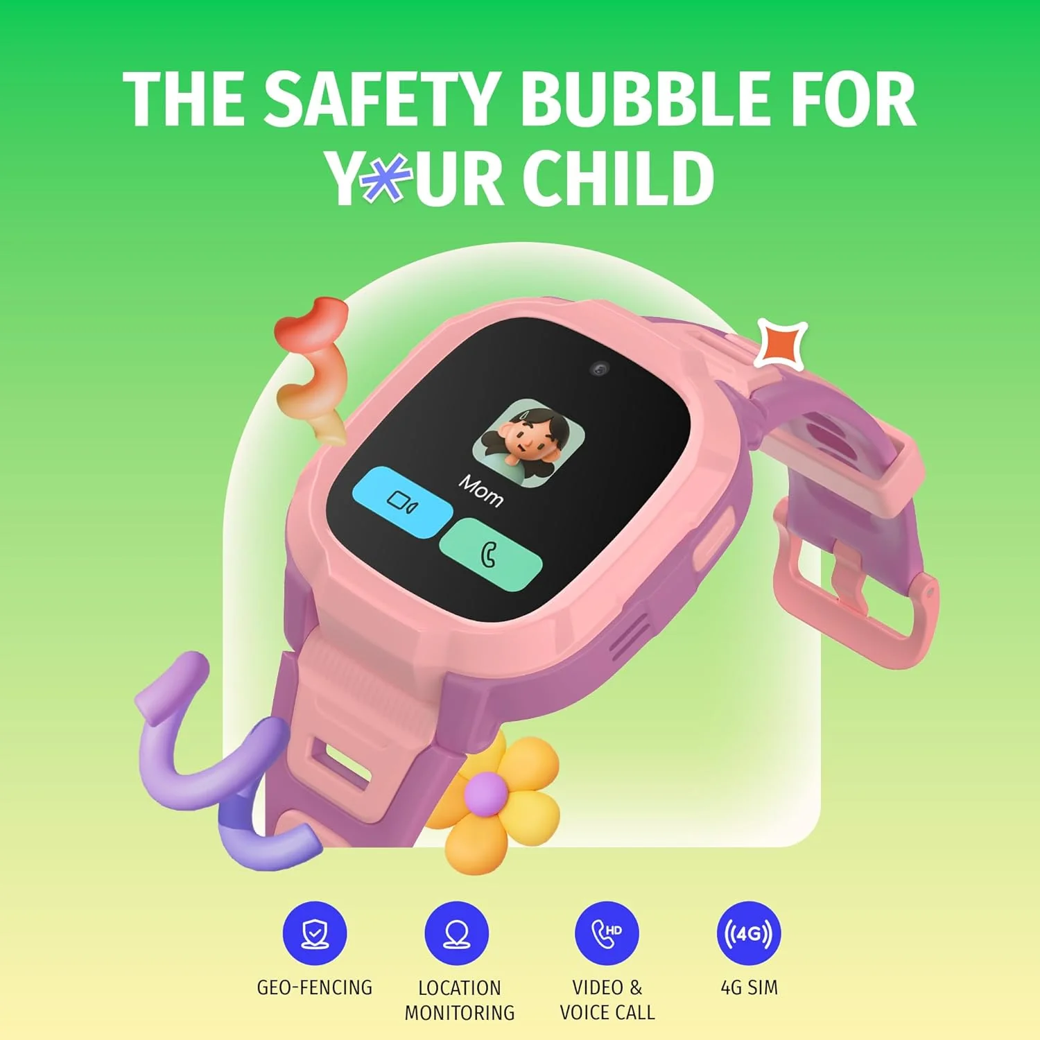 Noise Junior Explorer 2 Smart Watch for Kids with 4G SIM Compatible, 2-Way Video & Voice Calling, Geofencing, Real Time Location Monitoring via Google Maps, IP68, SOS Emergency Alerts (Frost Pop) - Image 2
