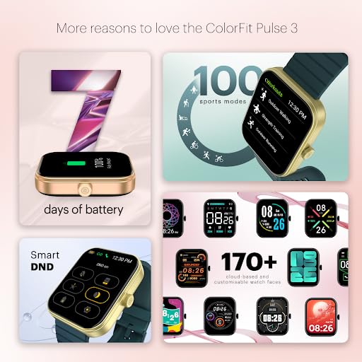 Noise Newly Launched ColorFit Pulse 3 with 1.96" Biggest Display Bluetooth Calling Smart Watch, Premium Build, Auto Sport Detection & 170+ Watch Faces Smartwatch for Men & Women (Jet Black) - Image 7