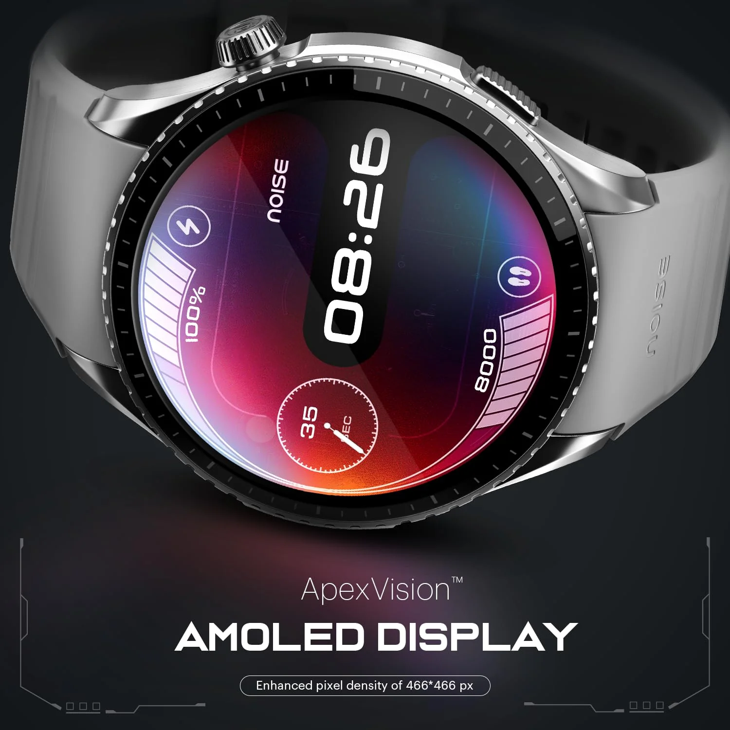 Noise Origin Smart Watch Smoothest UI Experience (New Nebula UI) & EN 1 Processor, 1.46" ApexVision AMOLED Display, Stainless Steel, Contour-Cut Design, Fitness Age, Fast Charging - Image 4