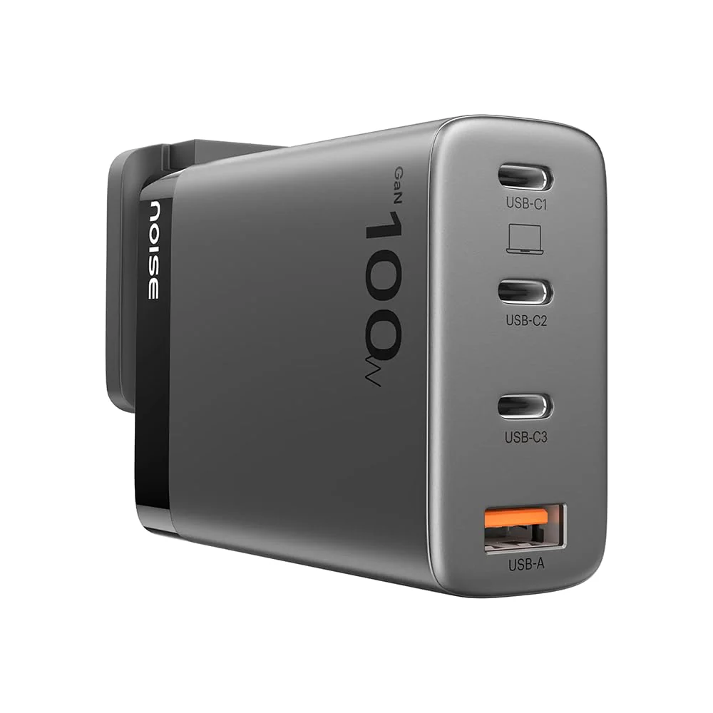 Noise Power Series 100W GaN Charger: Fast Charging Adapter, 4 Ports (3 USB-C + 1 USB-A), Globally Compatible, iPhone 0 to 50% in 27mins, Supports All iPhones, Android Phones, Laptops, Macbooks (Black) - Image 5