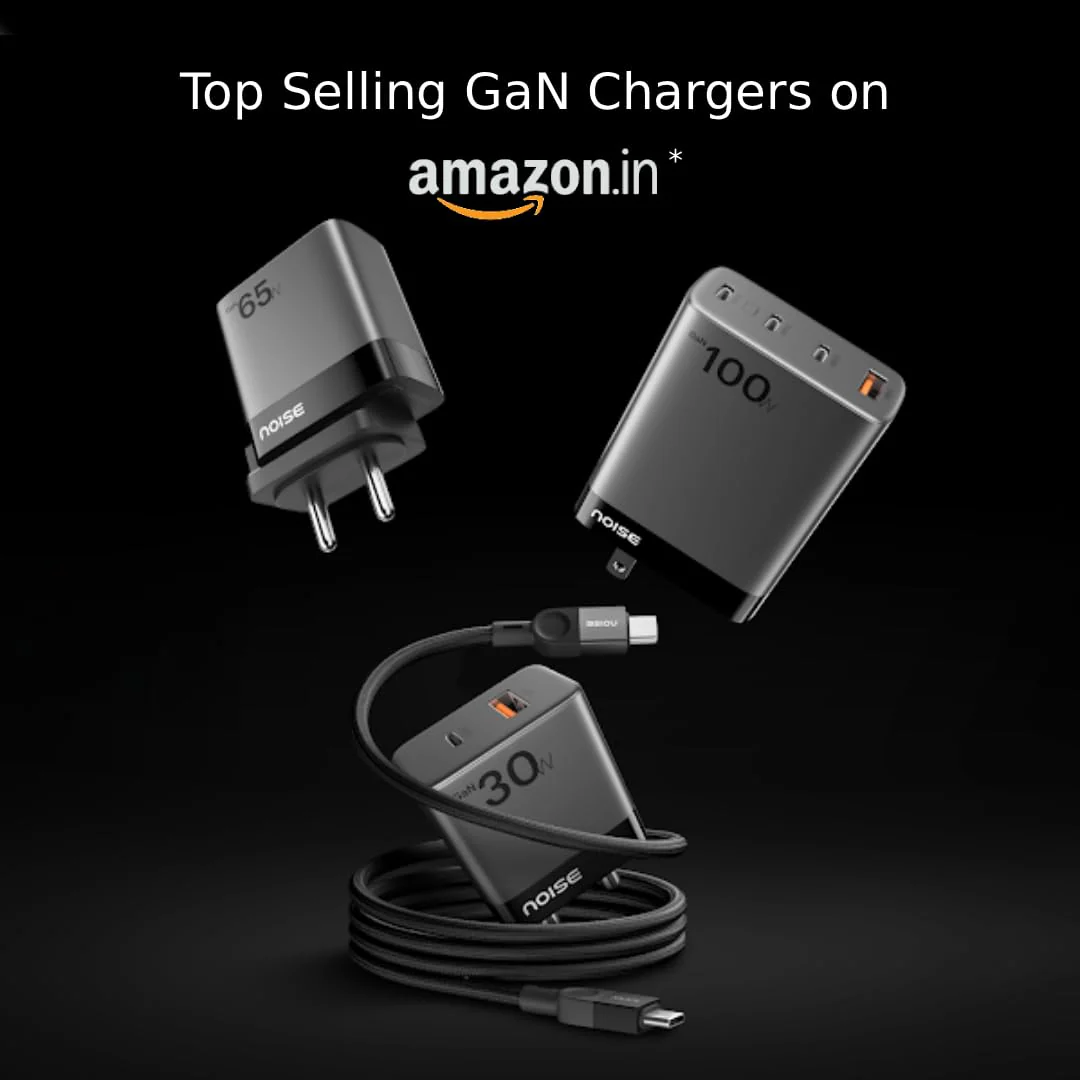 Noise Power Series 65W GaN Charger: Fast Charging Adapter, 3 Ports (2 USB-C + 1 USB-A), Globally Compatible, iPhone 0 to 50% in 27mins, Supports All iPhones, Android Phones, Laptops, Macbooks (Black) - Image 2
