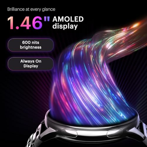 Noise Vortex Plus 1.46” AMOLED Display, AoD BT Calling, Sleek Metal Finish, 7 Days Battery Life, All New OS and with 100+ Watch Faces & Health Suite (Metal Black) - Image 3