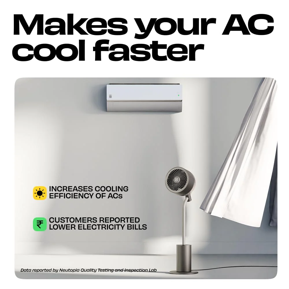 NUUK HALO v2 3D Air Circulation Tower Fan with Mood Lamp | Super Silent Remote Controlled Standing BLDC Fan | 12 Wind Speeds & 4 Fan Modes | 120˚ Horizontal & 90˚ Vertical Oscillation | 3 NIDEC Motors - Image 7