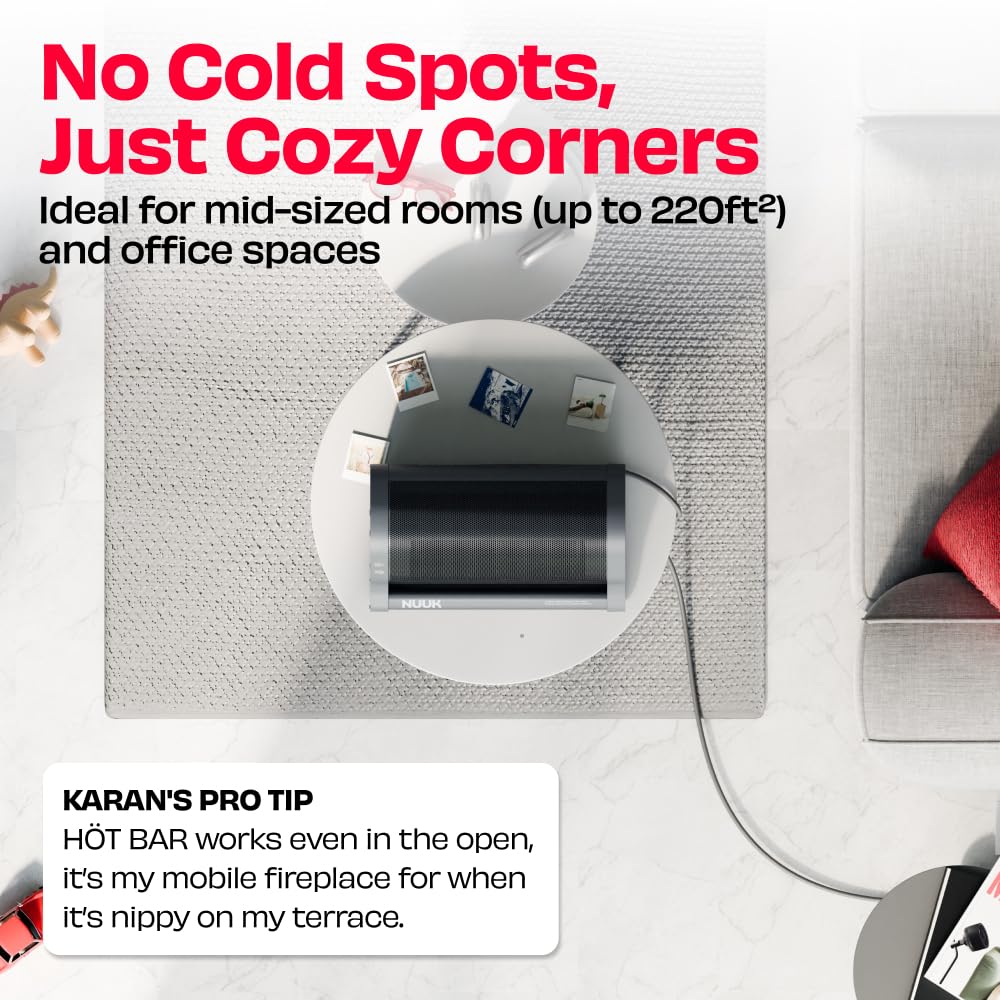 NUUK HÖT BAR 2-Sec Instant Heating PTC Heater for Room | Upto 20% Bill Savings | Zero Dryness | Super-Silent, Portable | Vertical & Horizontal Use | 2200W | Perfect Replacement for small 7/9 fin OFRs - Image 5