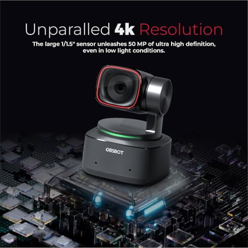 OBSBOT Tiny 2 4K Webcam with 1/1.5" Sensor, PTZ AI Tracking Multi- Mode, Auto Focus, Gesture Control, 60 FPS, Voice Control, HDR Light Correction, Webcam for PC, Streaming, Meeting, etc. - Image 3