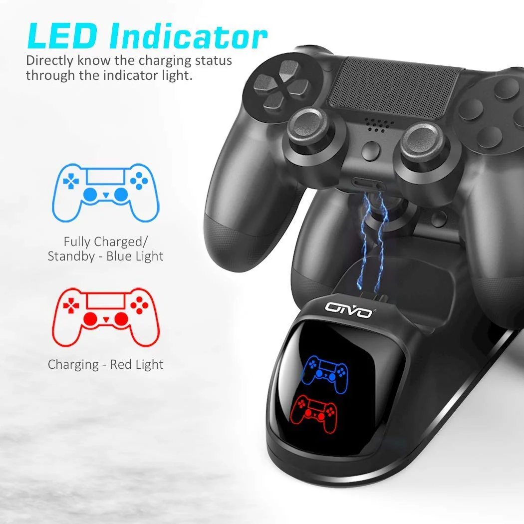 Oivo Dual Charging Dock For Ps4 Wireless Controller, Store & Charger Controller Ps4/Slim/Pro For Cellular Phones (Black) - Image 2