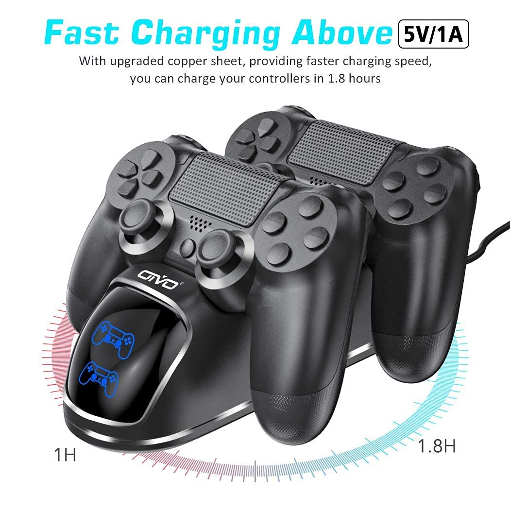 Oivo Dual Charging Dock For Ps4 Wireless Controller, Store & Charger Controller Ps4/Slim/Pro For Cellular Phones (Black) - Image 3