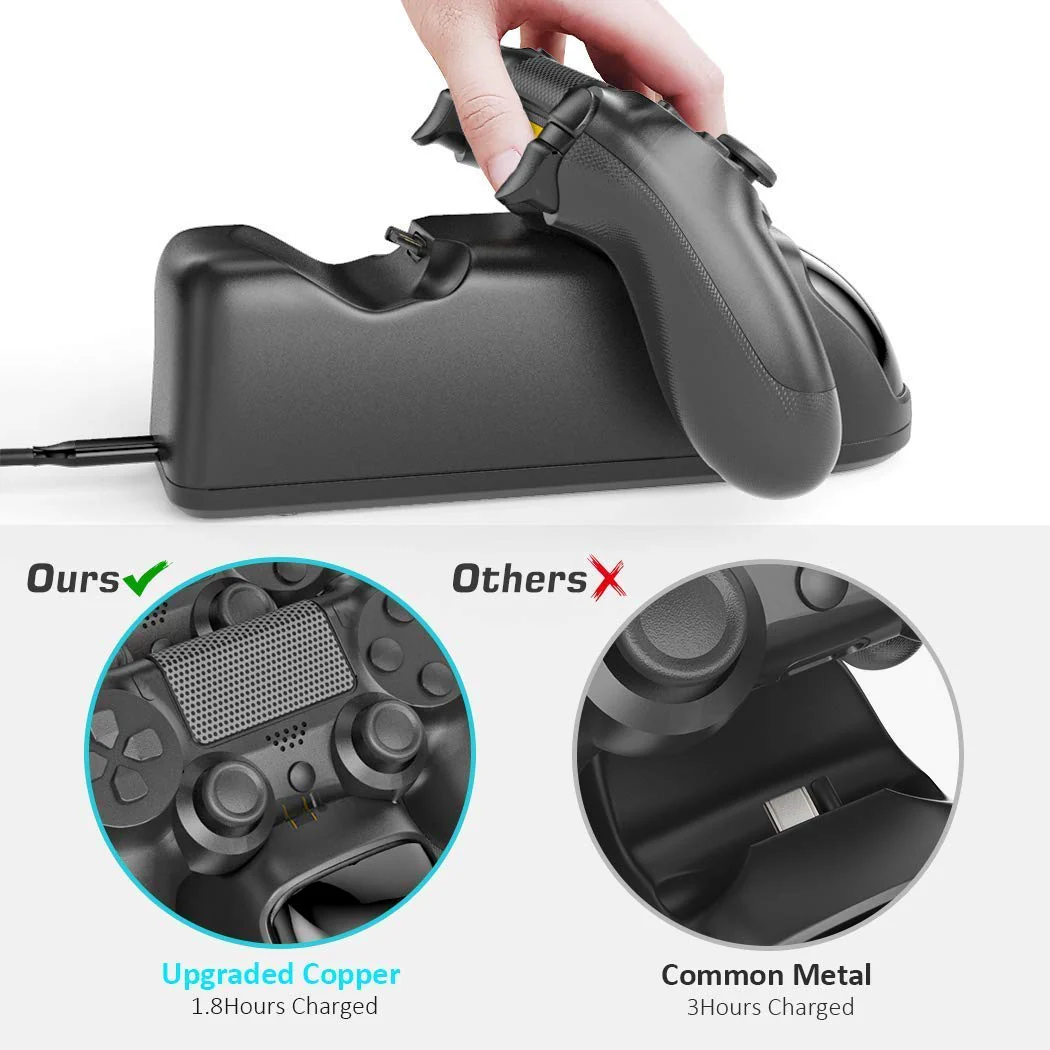 Oivo Dual Charging Dock For Ps4 Wireless Controller, Store & Charger Controller Ps4/Slim/Pro For Cellular Phones (Black) - Image 5