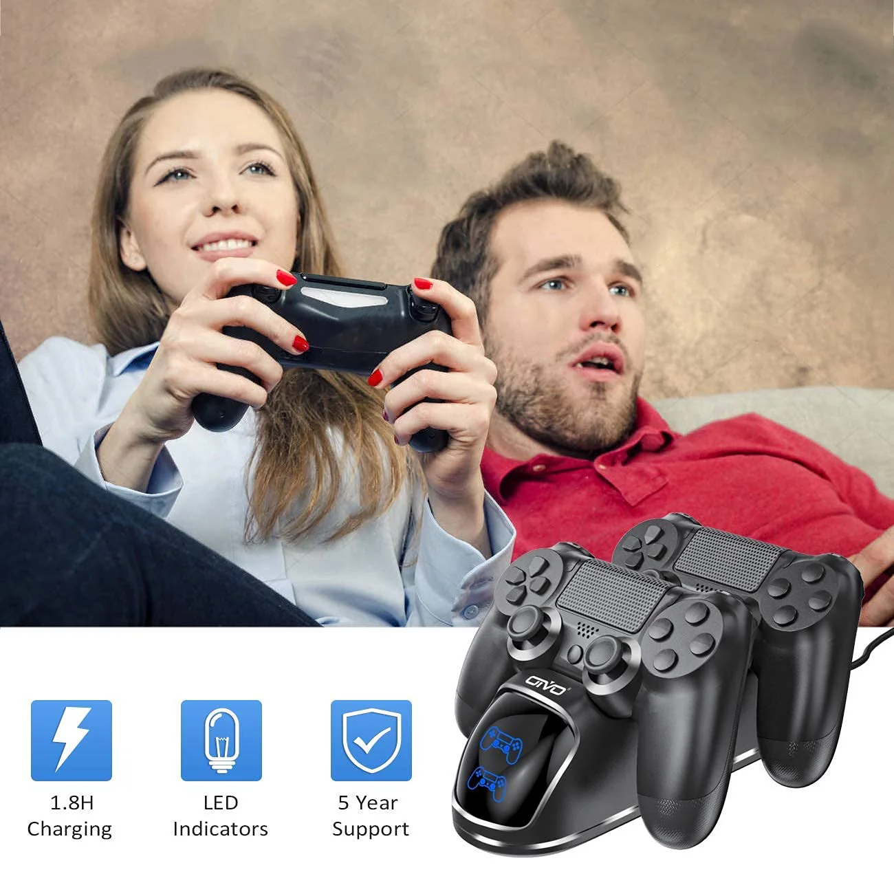 Oivo Dual Charging Dock For Ps4 Wireless Controller, Store & Charger Controller Ps4/Slim/Pro For Cellular Phones (Black) - Image 7
