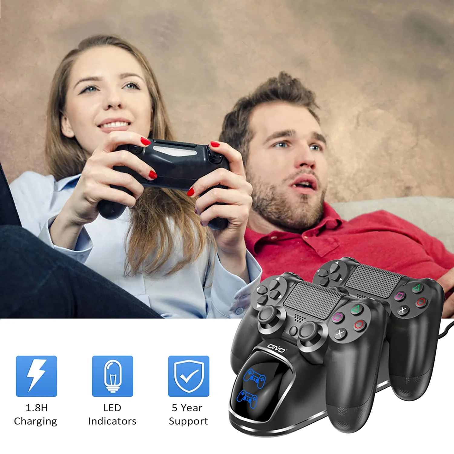 Oivo Dual Charging Dock For Ps4 Wireless Controller, Store & Charger Controller Ps4/Slim/Pro For Cellular Phones (Black) - Image 8