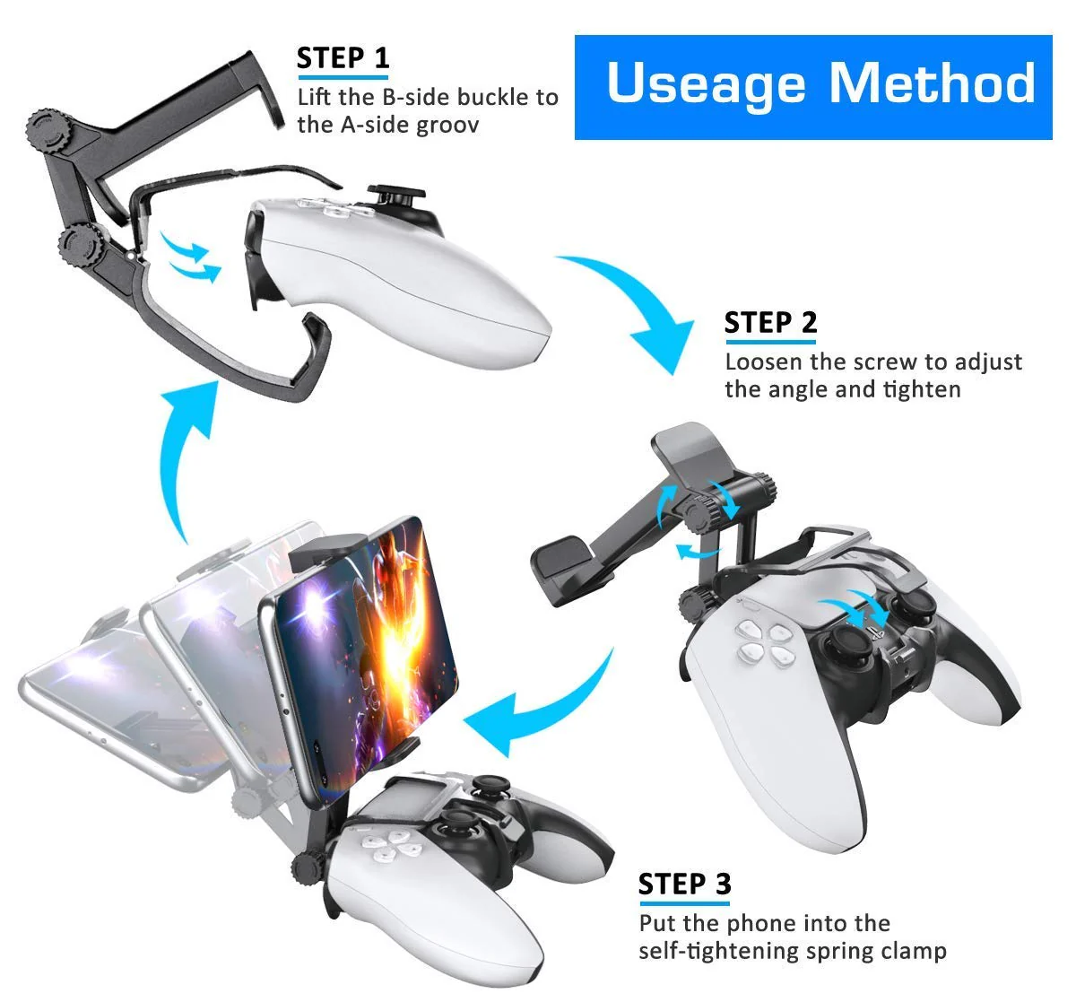 OIVO For PS5 Controller Phone Mount Clip, Mobile Gaming Clip Cell Phone Stand Holder Replacement for Playstation 5 PS5 Controller Remote Play - Image 5