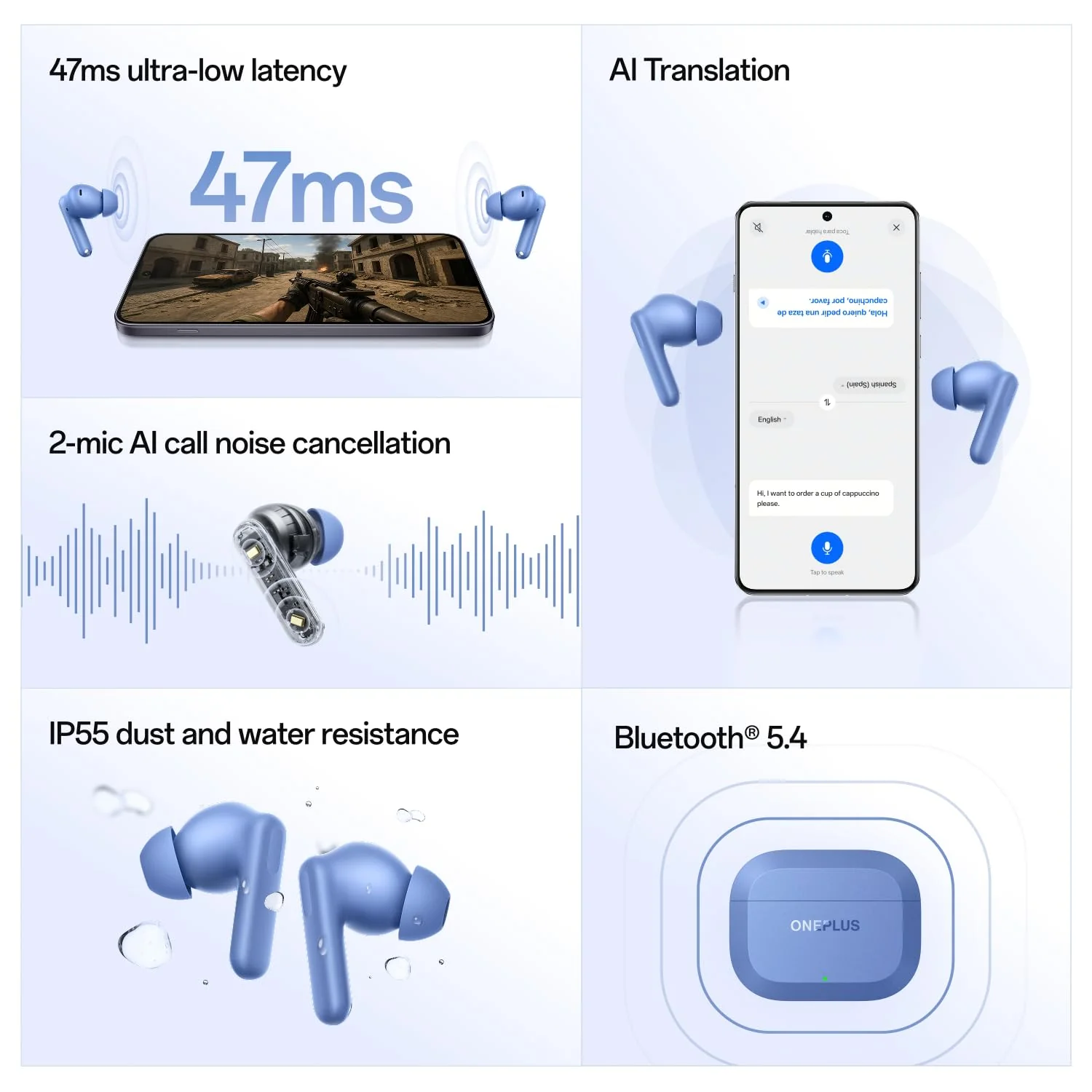 OnePlus Nord Buds 3r TWS Earbuds up to 54 Hours Playback, 2-mic Clear Calls, 3D Spatial Audio, AI Translation, 12.4mm Drivers, Dual-Device Connectivity, 47ms Low Latency - Ash Black - Image 3