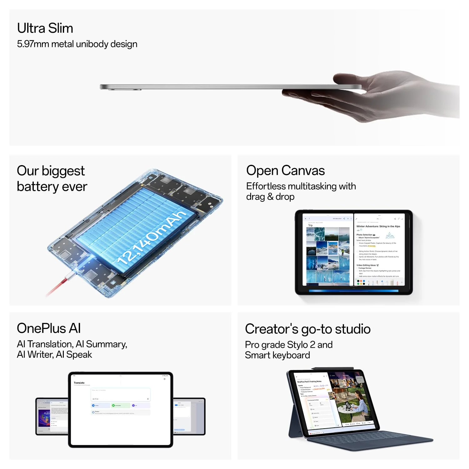 OnePlus Pad 3 World's Fastest Snapdragon 8 Elite Processor, 13.2" 3.4k Screen, 144Hz Adaptive Refresh Rate, 8 Speakers, OnePlus AI, 12140 mAh Battery, WiFi - Image 3
